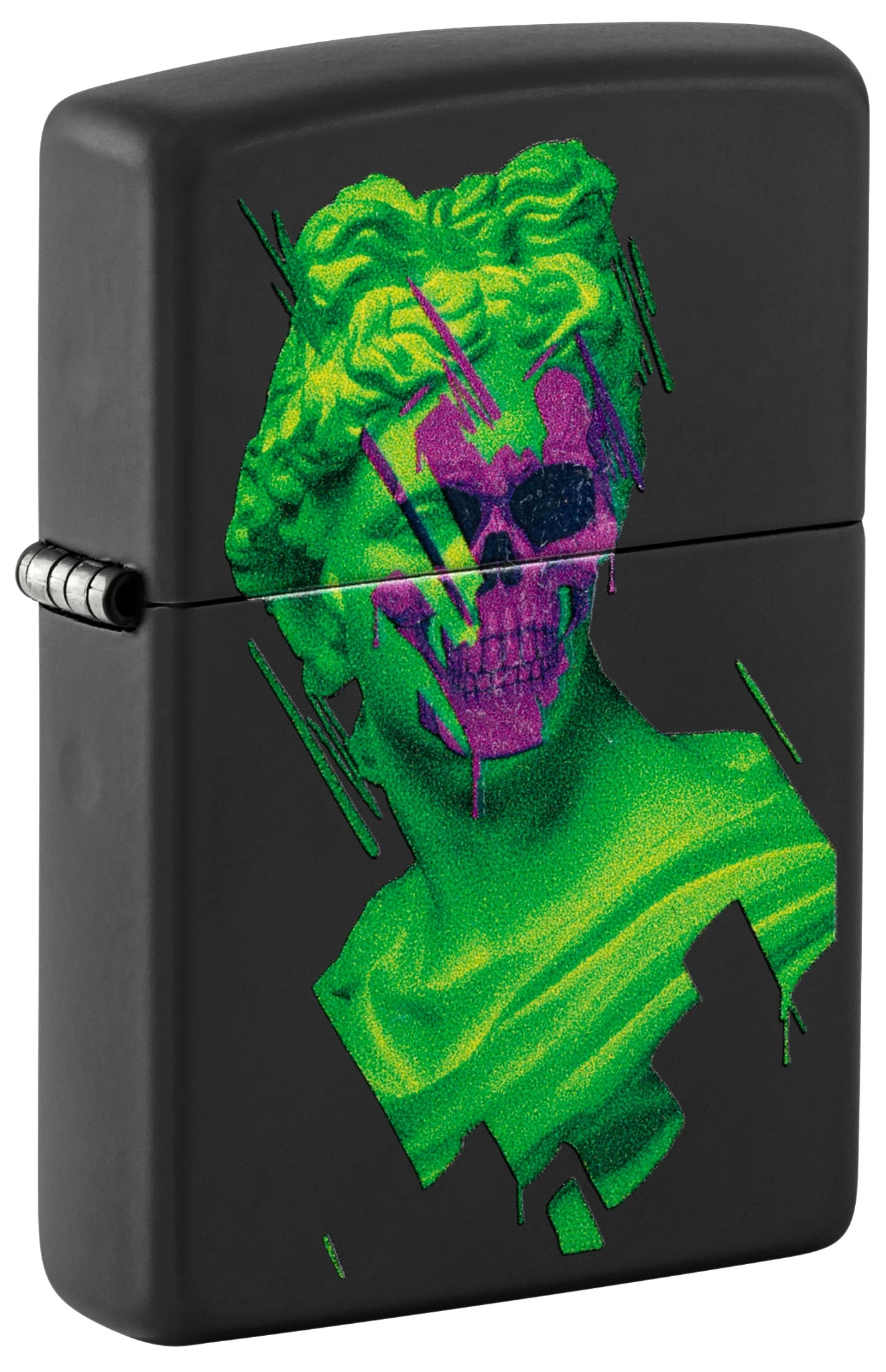 Front shot of Zippo Bejeweled Beetle Design High Polish Brass Windproof Lighter standing at a 3/4 angle.