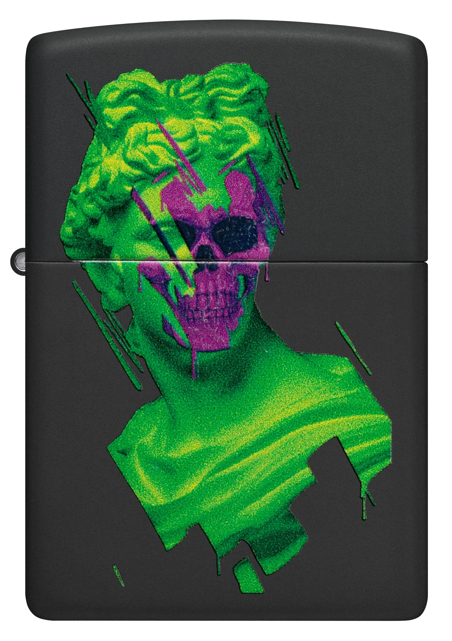 Front shot of Zippo Bejeweled Beetle Design High Polish Brass Windproof Lighter standing at a 3/4 angle.
