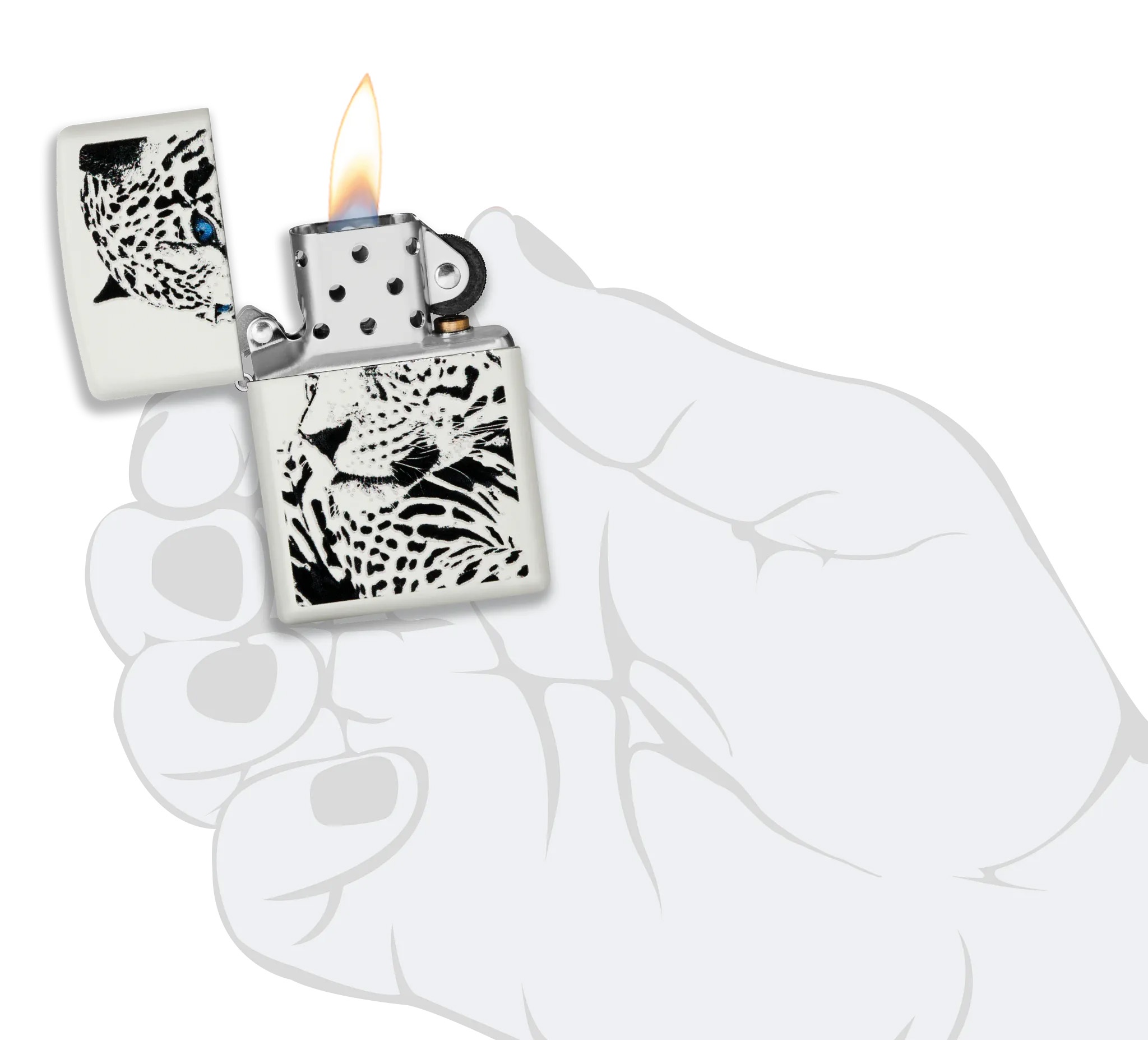 Front shot of Zippo Bejeweled Beetle Design High Polish Brass Windproof Lighter standing at a 3/4 angle.