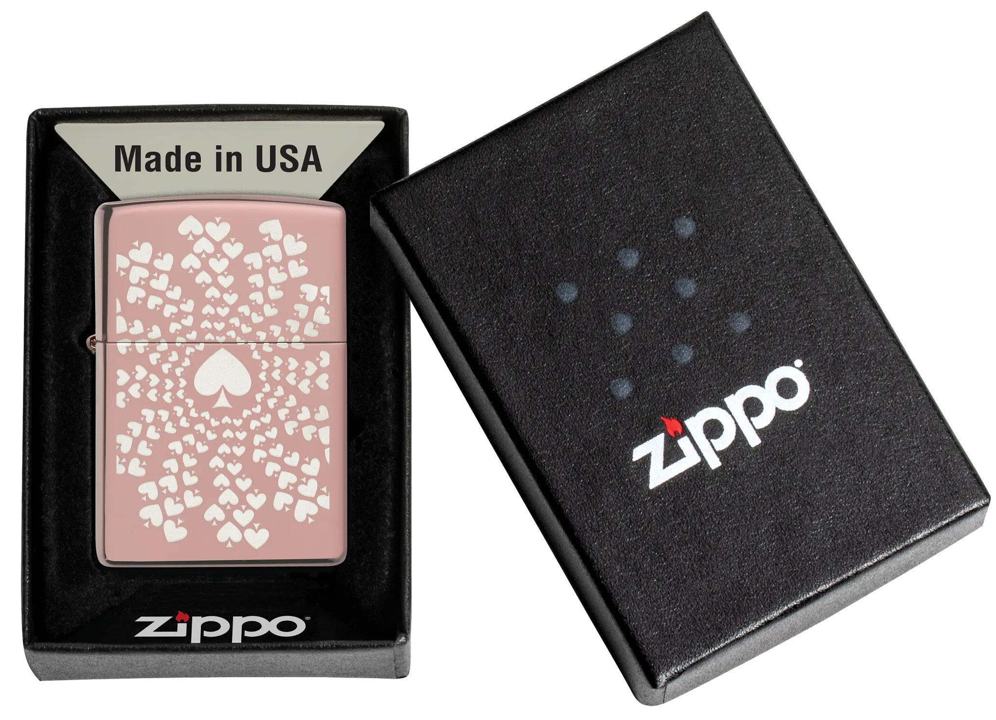 Front shot of Zippo Bejeweled Beetle Design High Polish Brass Windproof Lighter standing at a 3/4 angle.