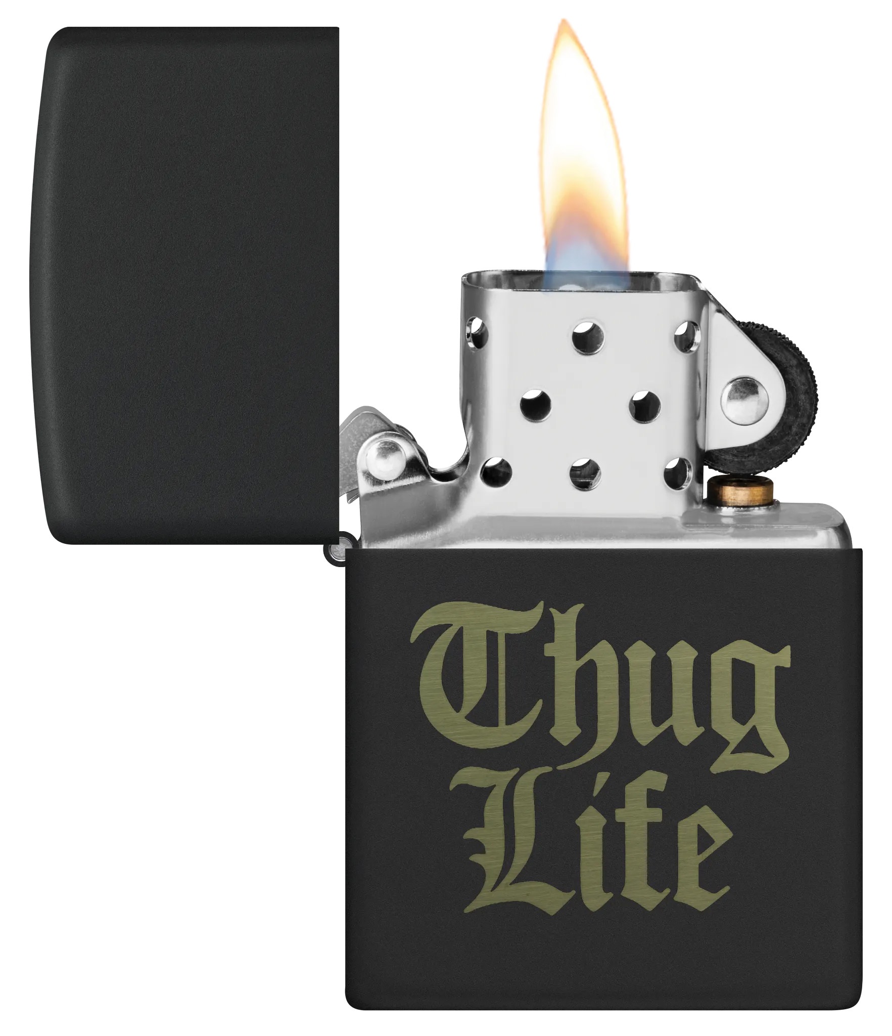 Front shot of Zippo Bejeweled Beetle Design High Polish Brass Windproof Lighter standing at a 3/4 angle.