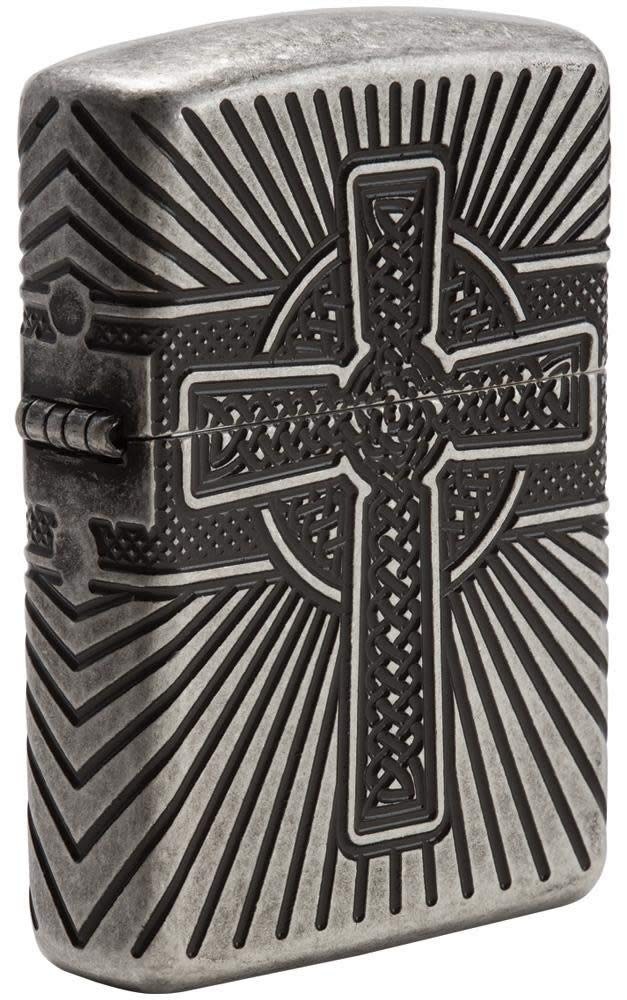 Front shot of Zippo Bejeweled Beetle Design High Polish Brass Windproof Lighter standing at a 3/4 angle.