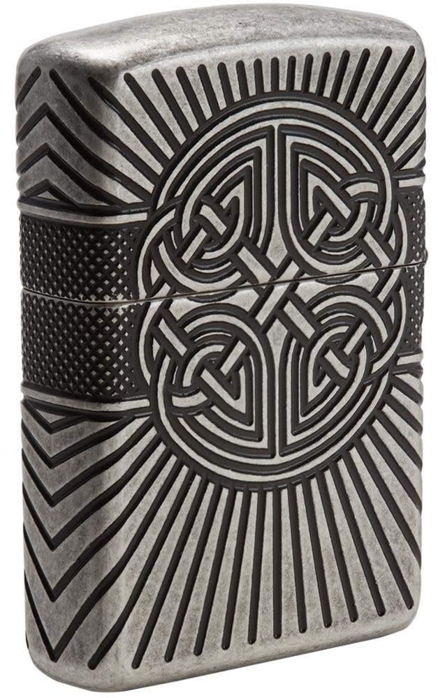 Front shot of Zippo Bejeweled Beetle Design High Polish Brass Windproof Lighter standing at a 3/4 angle.