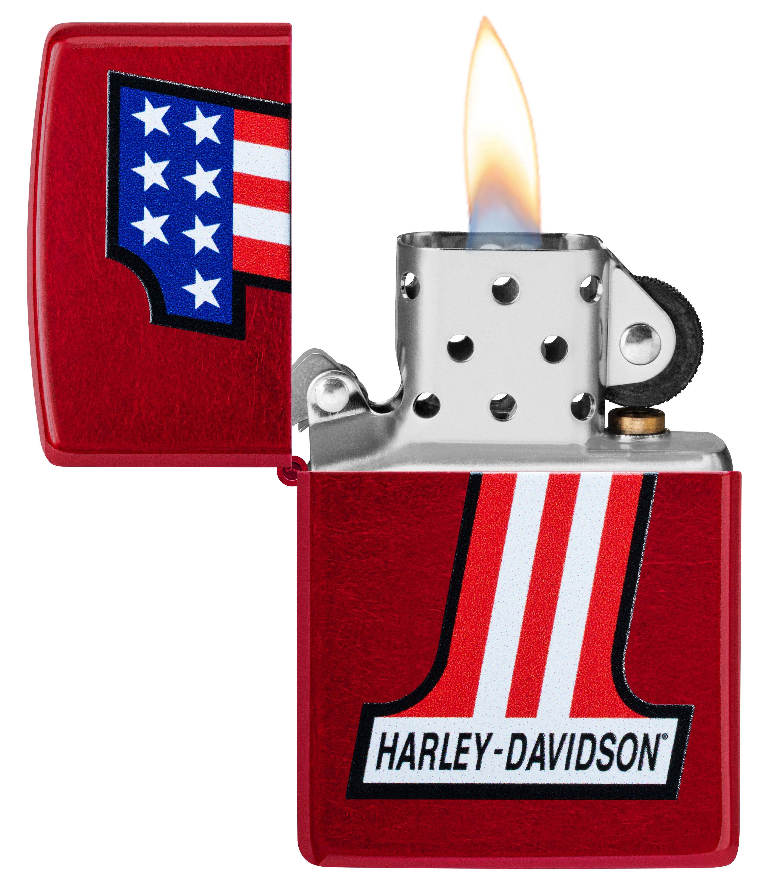Front shot of Zippo Bejeweled Beetle Design High Polish Brass Windproof Lighter standing at a 3/4 angle.