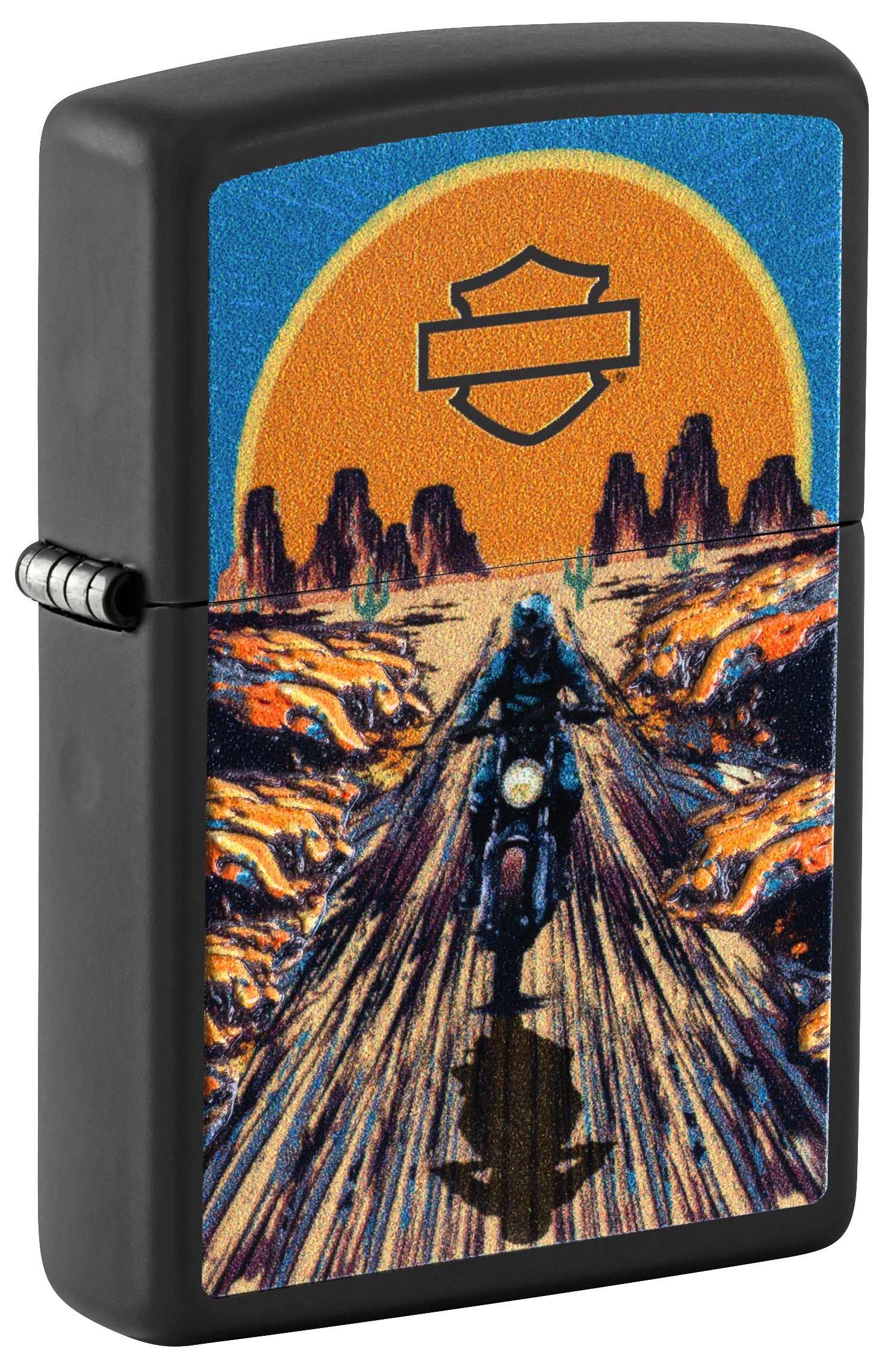 Front shot of Zippo Bejeweled Beetle Design High Polish Brass Windproof Lighter standing at a 3/4 angle.