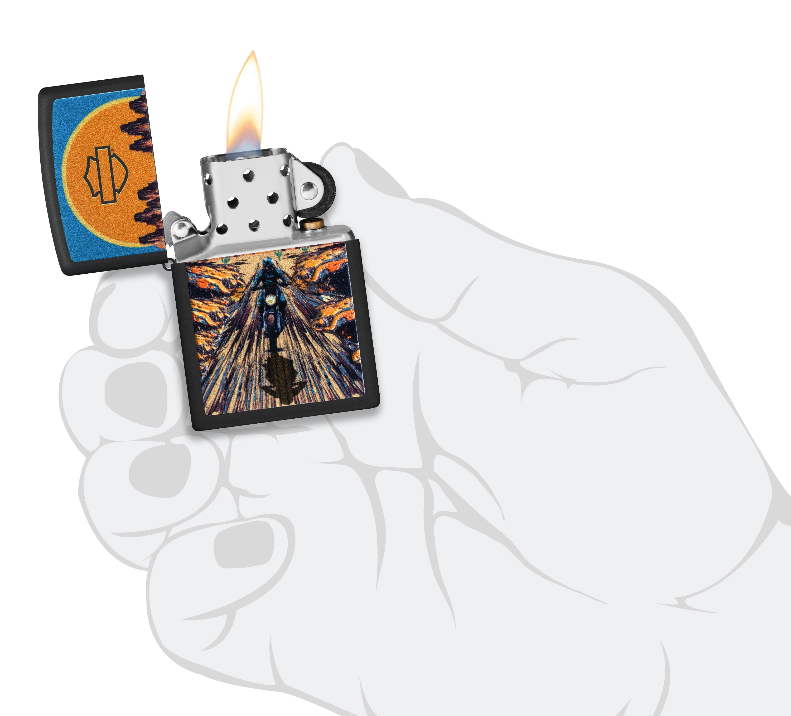 Front shot of Zippo Bejeweled Beetle Design High Polish Brass Windproof Lighter standing at a 3/4 angle.