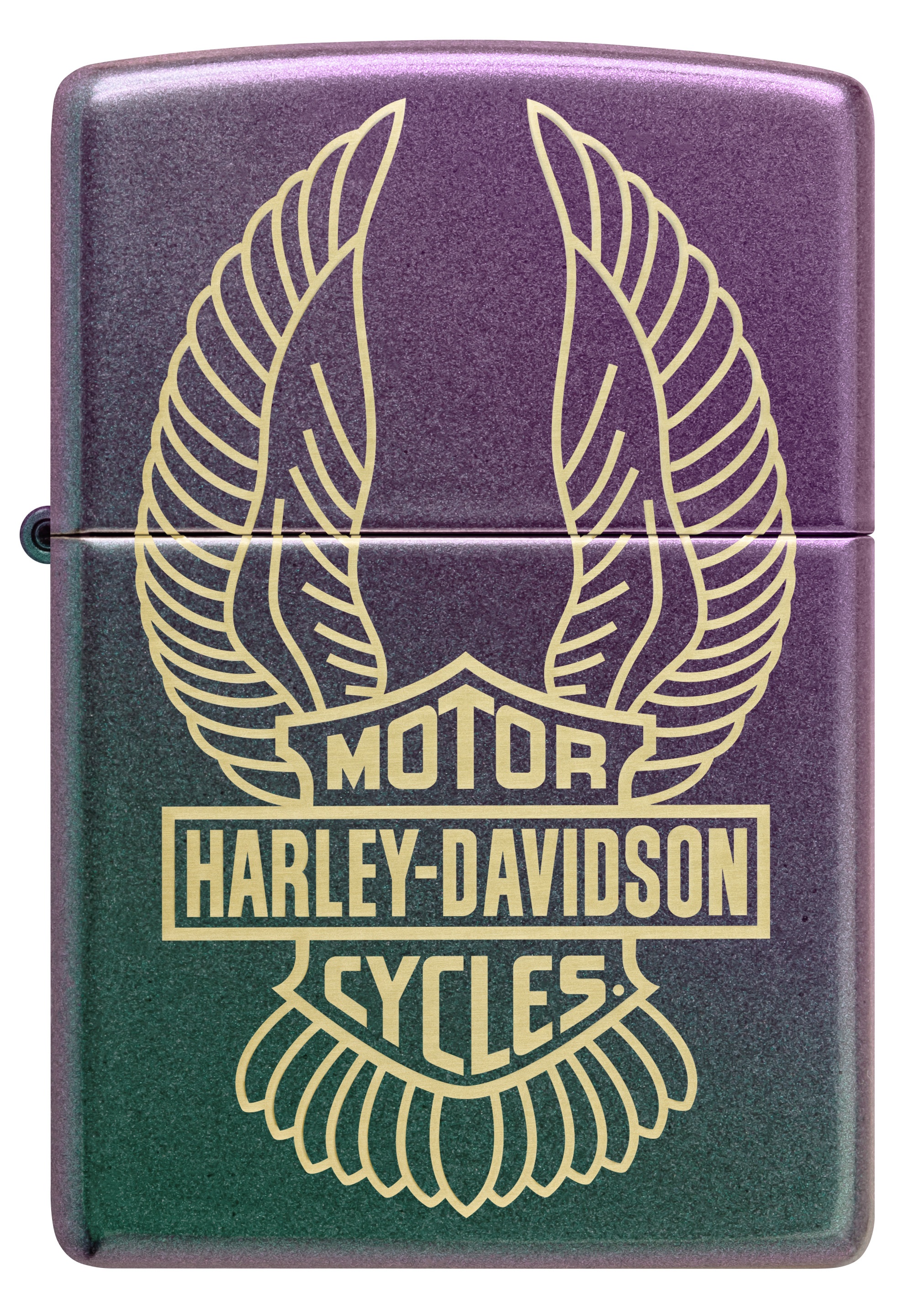 Front shot of Zippo Bejeweled Beetle Design High Polish Brass Windproof Lighter standing at a 3/4 angle.
