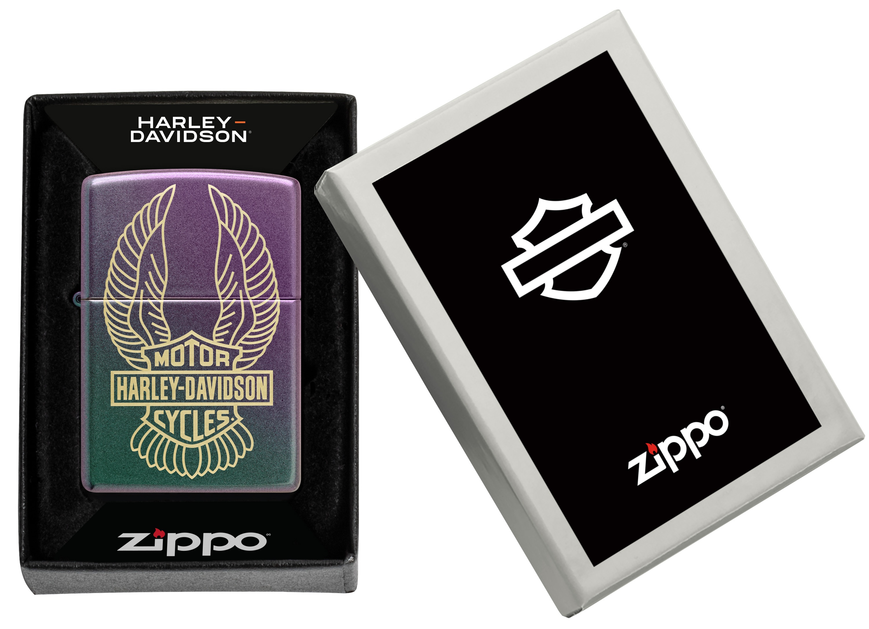 Front shot of Zippo Bejeweled Beetle Design High Polish Brass Windproof Lighter standing at a 3/4 angle.