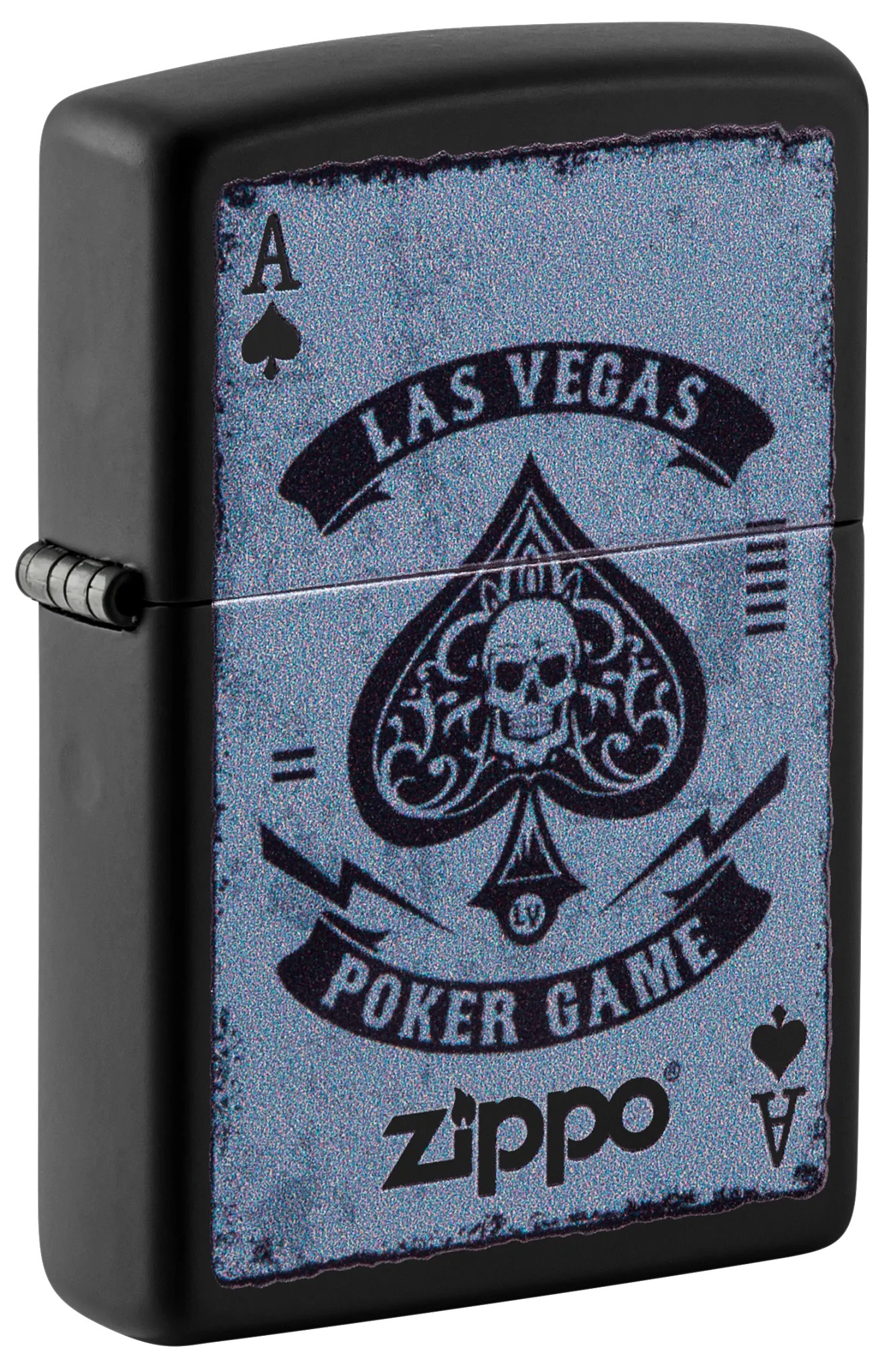 Front shot of Zippo Bejeweled Beetle Design High Polish Brass Windproof Lighter standing at a 3/4 angle.