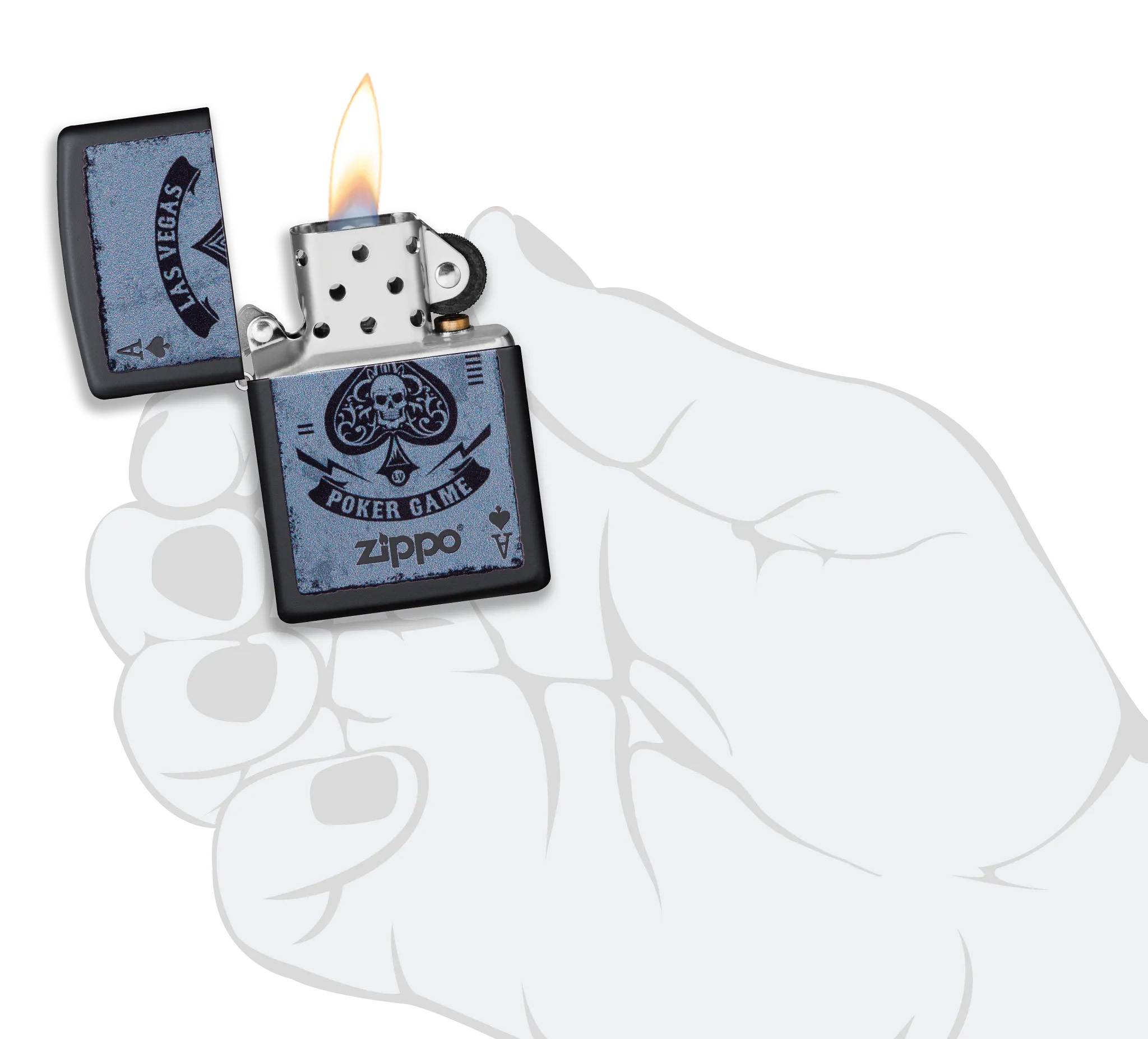 Front shot of Zippo Bejeweled Beetle Design High Polish Brass Windproof Lighter standing at a 3/4 angle.