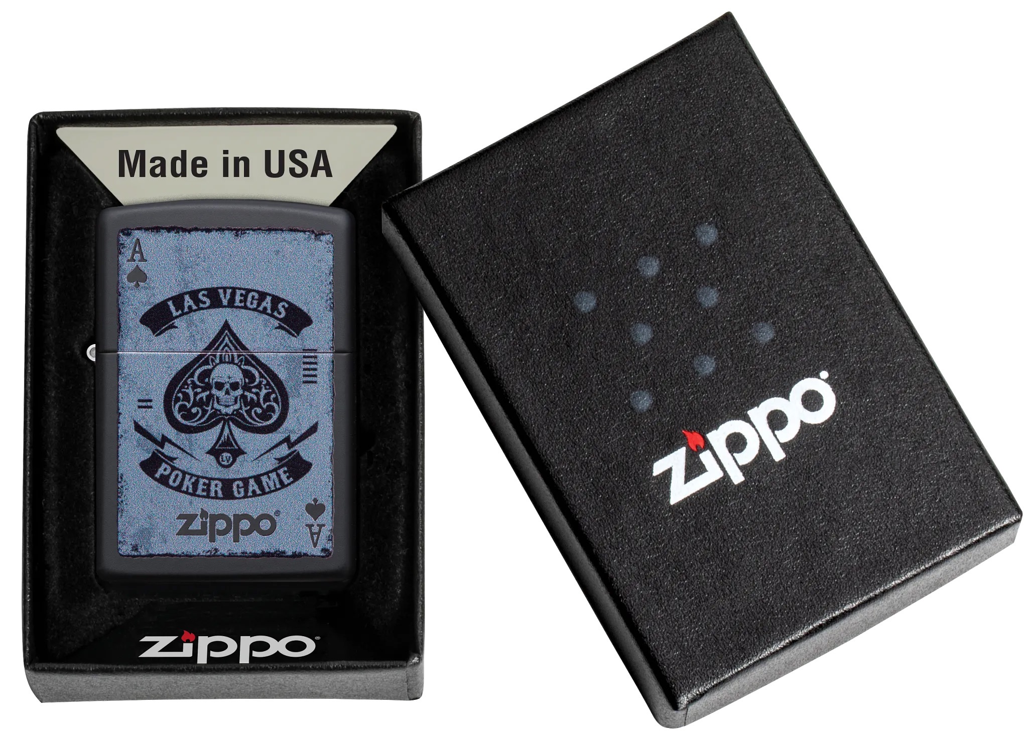 Front shot of Zippo Bejeweled Beetle Design High Polish Brass Windproof Lighter standing at a 3/4 angle.