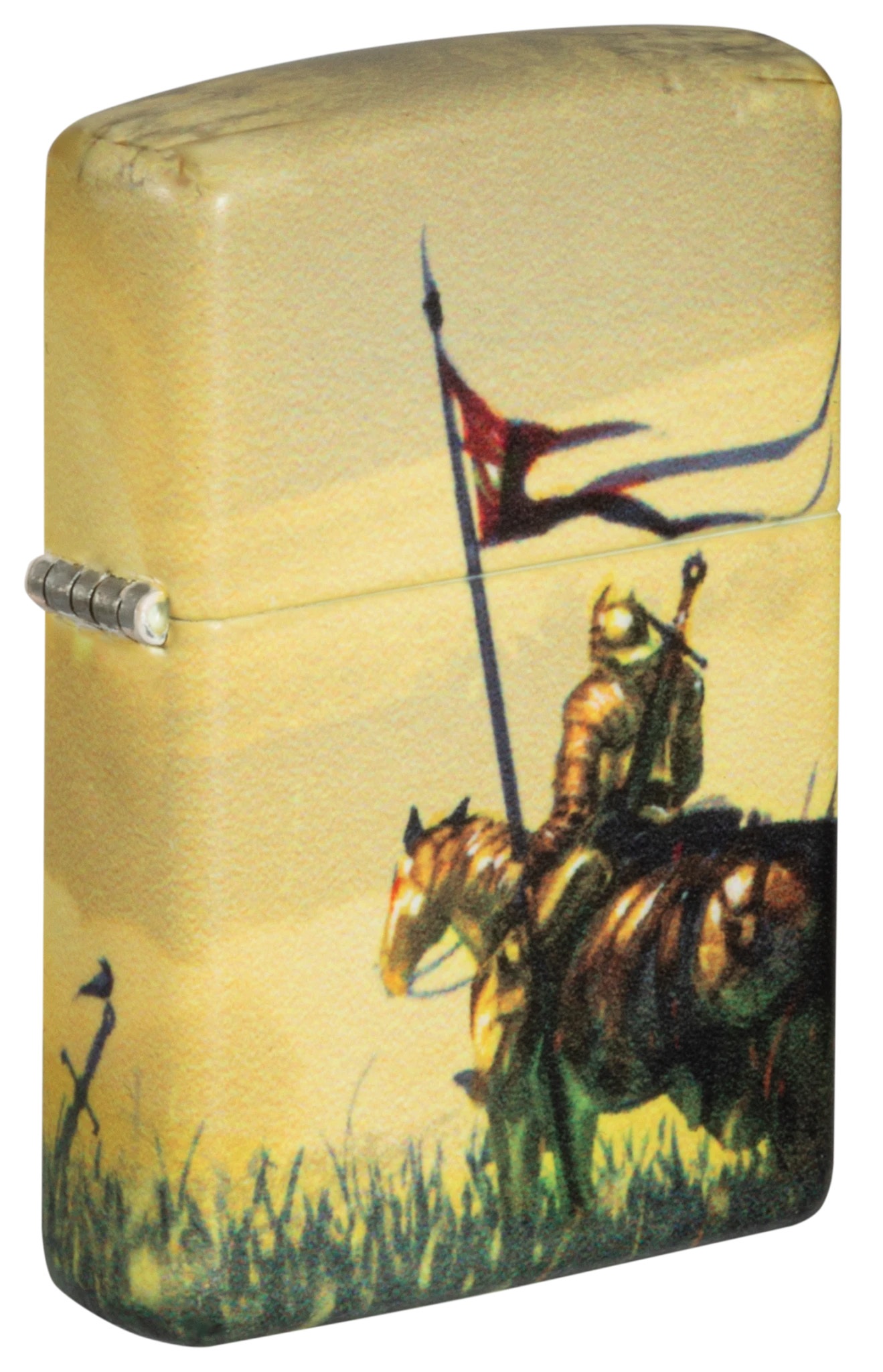 Front shot of Zippo Bejeweled Beetle Design High Polish Brass Windproof Lighter standing at a 3/4 angle.