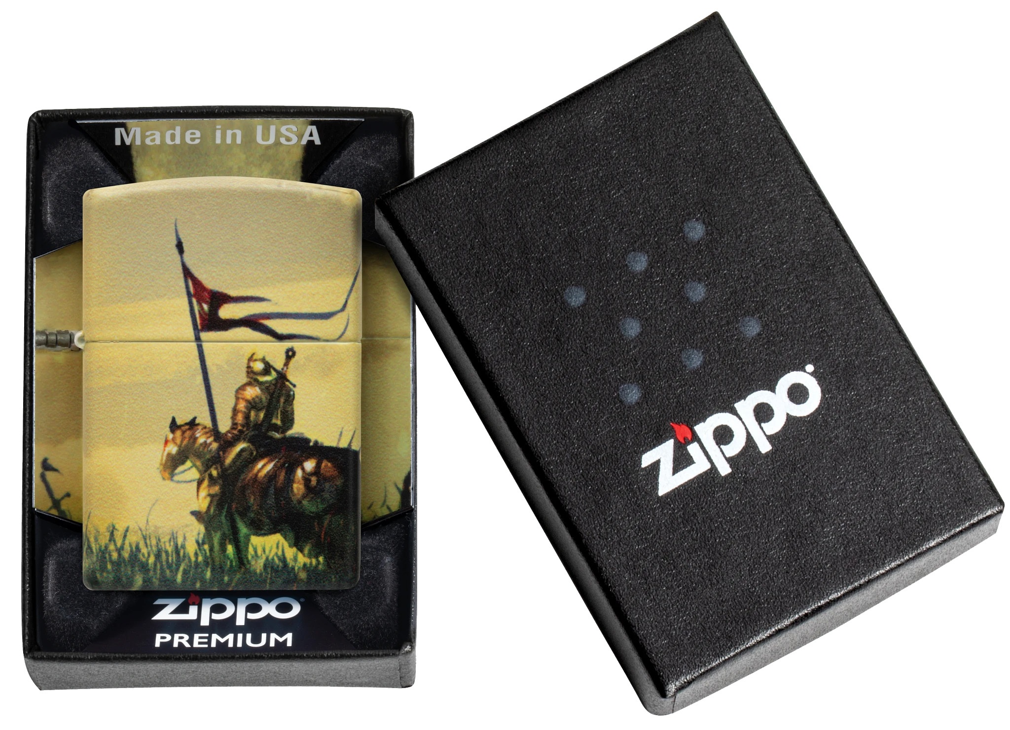 Front shot of Zippo Bejeweled Beetle Design High Polish Brass Windproof Lighter standing at a 3/4 angle.