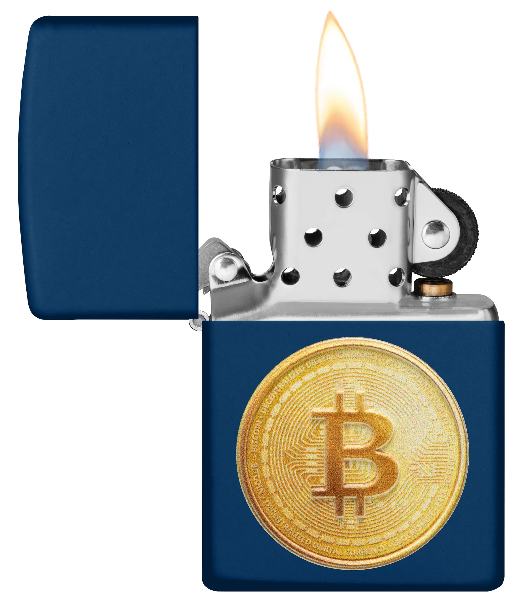 Front shot of Zippo Bejeweled Beetle Design High Polish Brass Windproof Lighter standing at a 3/4 angle.
