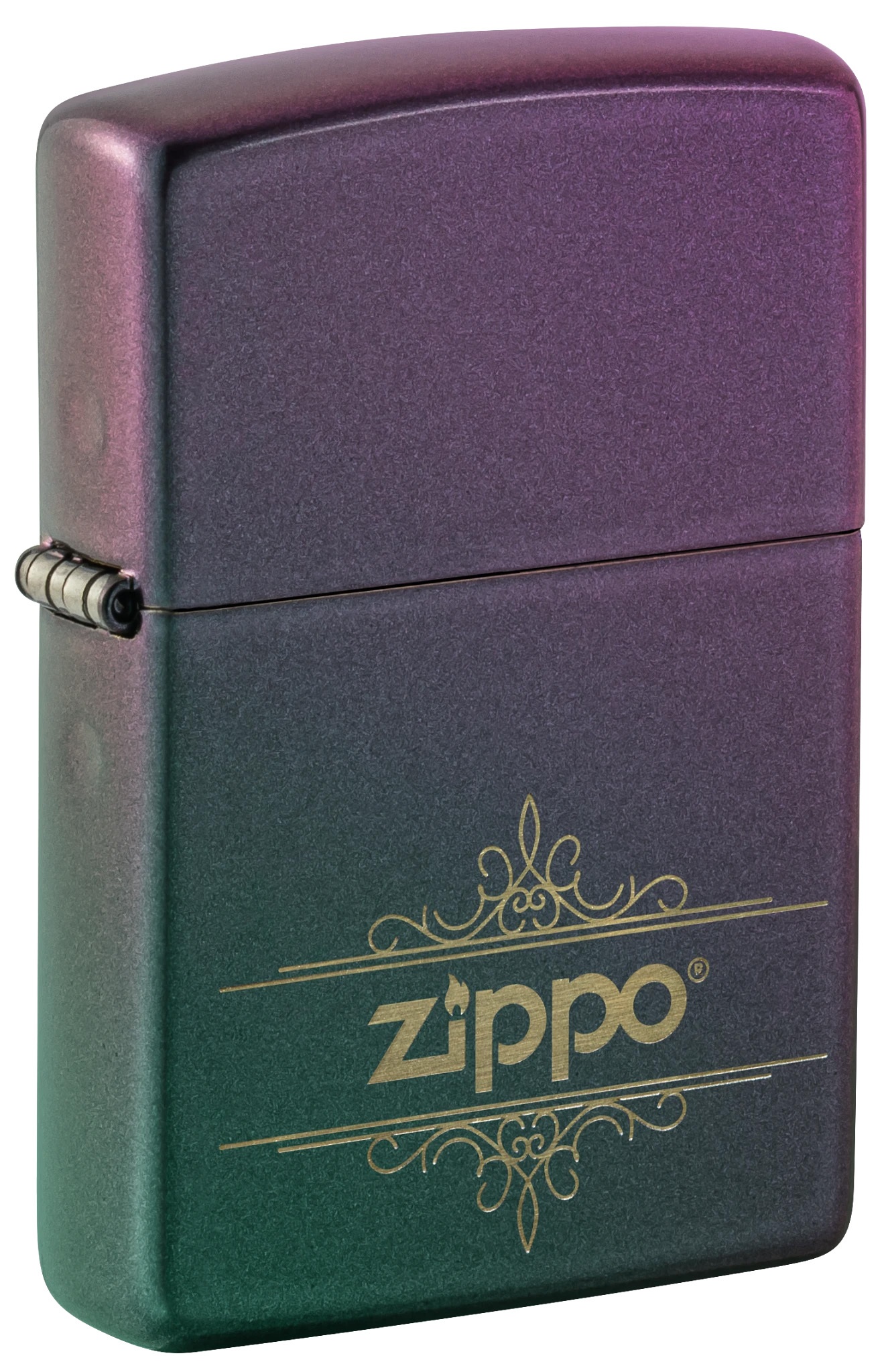 Front shot of Zippo Bejeweled Beetle Design High Polish Brass Windproof Lighter standing at a 3/4 angle.