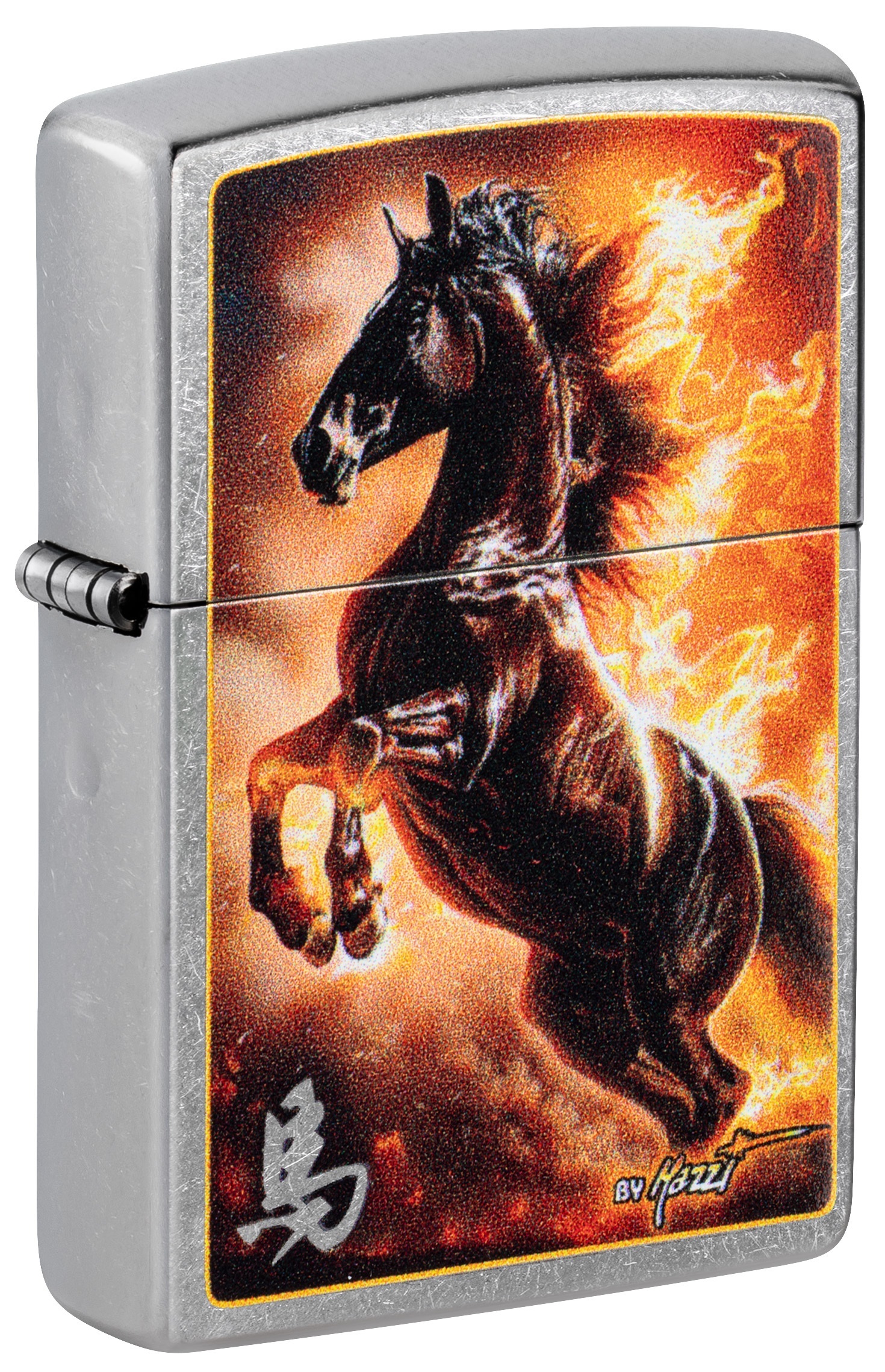 Front shot of Zippo Bejeweled Beetle Design High Polish Brass Windproof Lighter standing at a 3/4 angle.