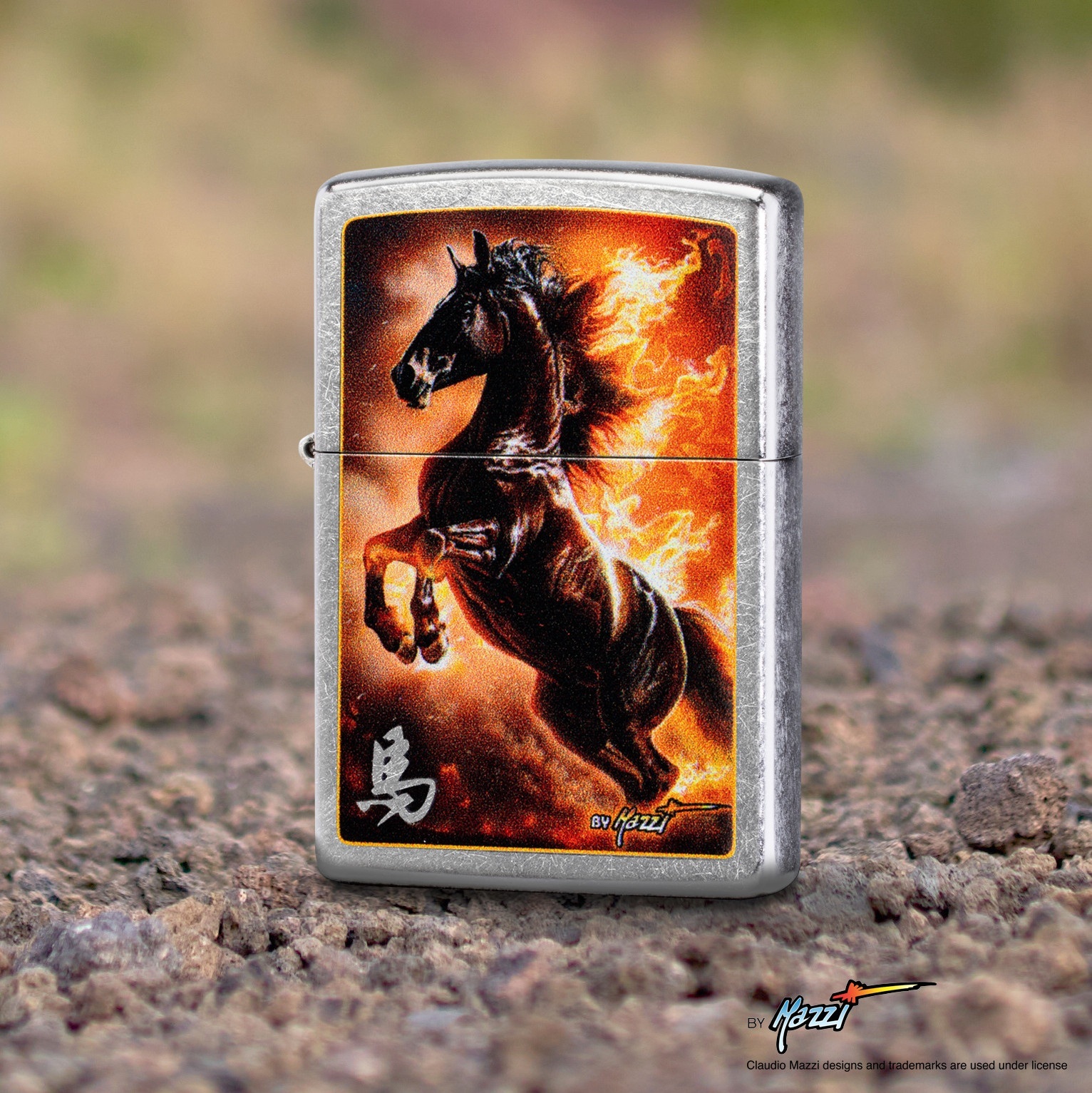 Front shot of Zippo Bejeweled Beetle Design High Polish Brass Windproof Lighter standing at a 3/4 angle.