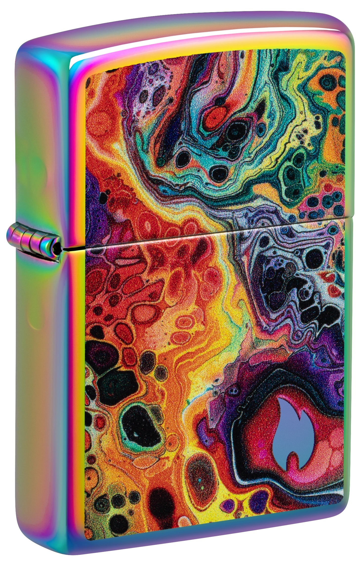 Front shot of Zippo Bejeweled Beetle Design High Polish Brass Windproof Lighter standing at a 3/4 angle.