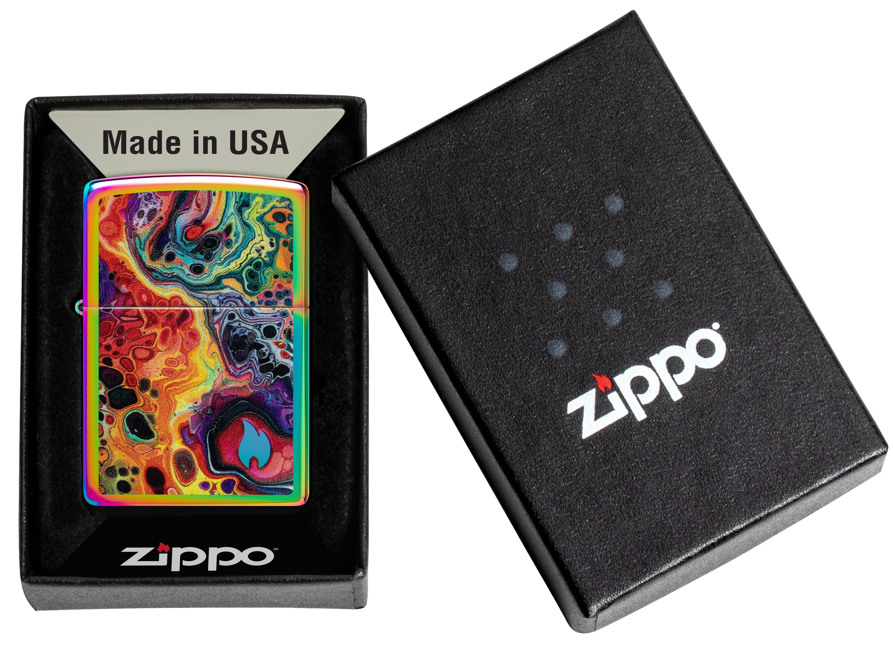 Front shot of Zippo Bejeweled Beetle Design High Polish Brass Windproof Lighter standing at a 3/4 angle.