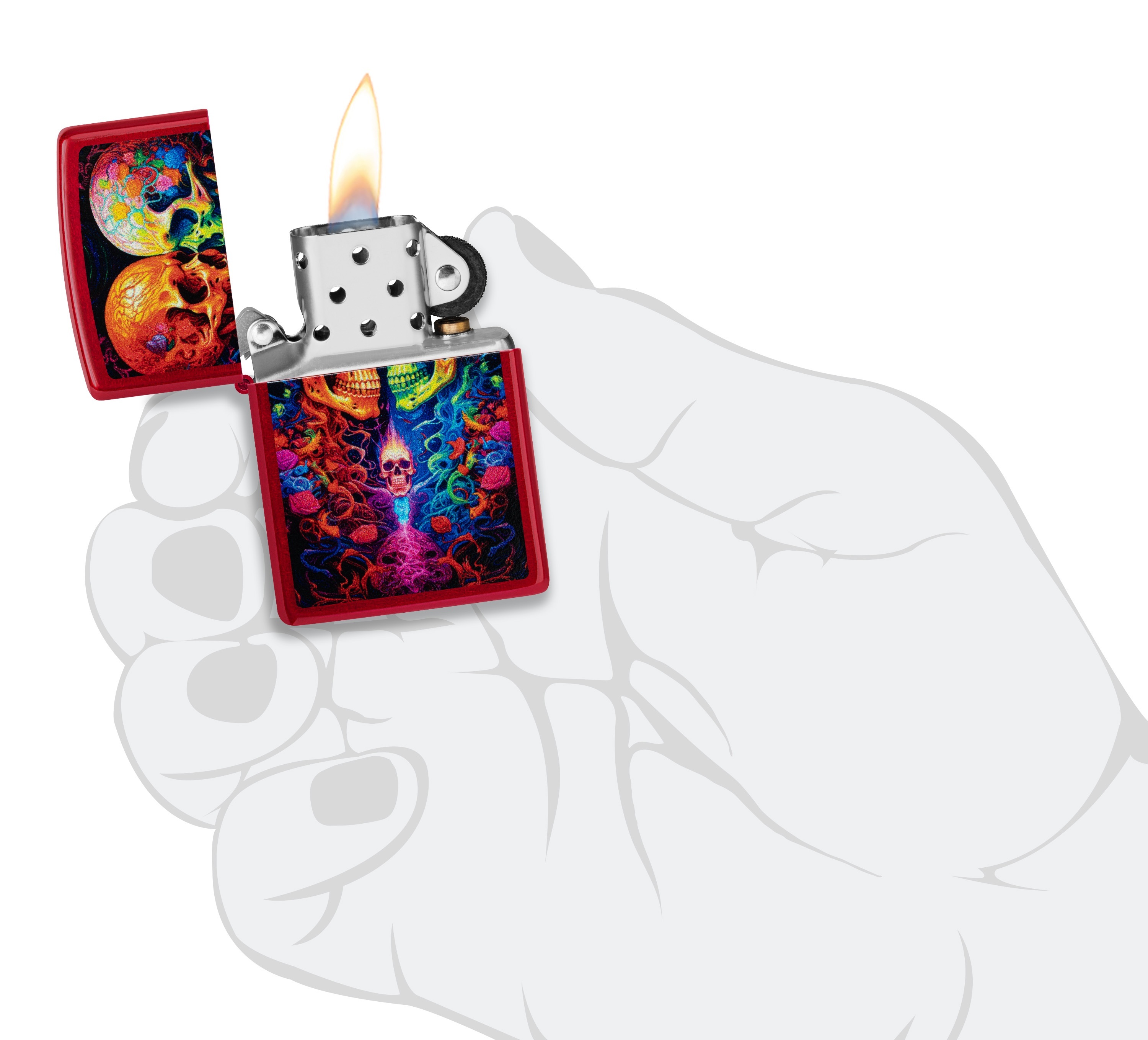 Front shot of Zippo Bejeweled Beetle Design High Polish Brass Windproof Lighter standing at a 3/4 angle.