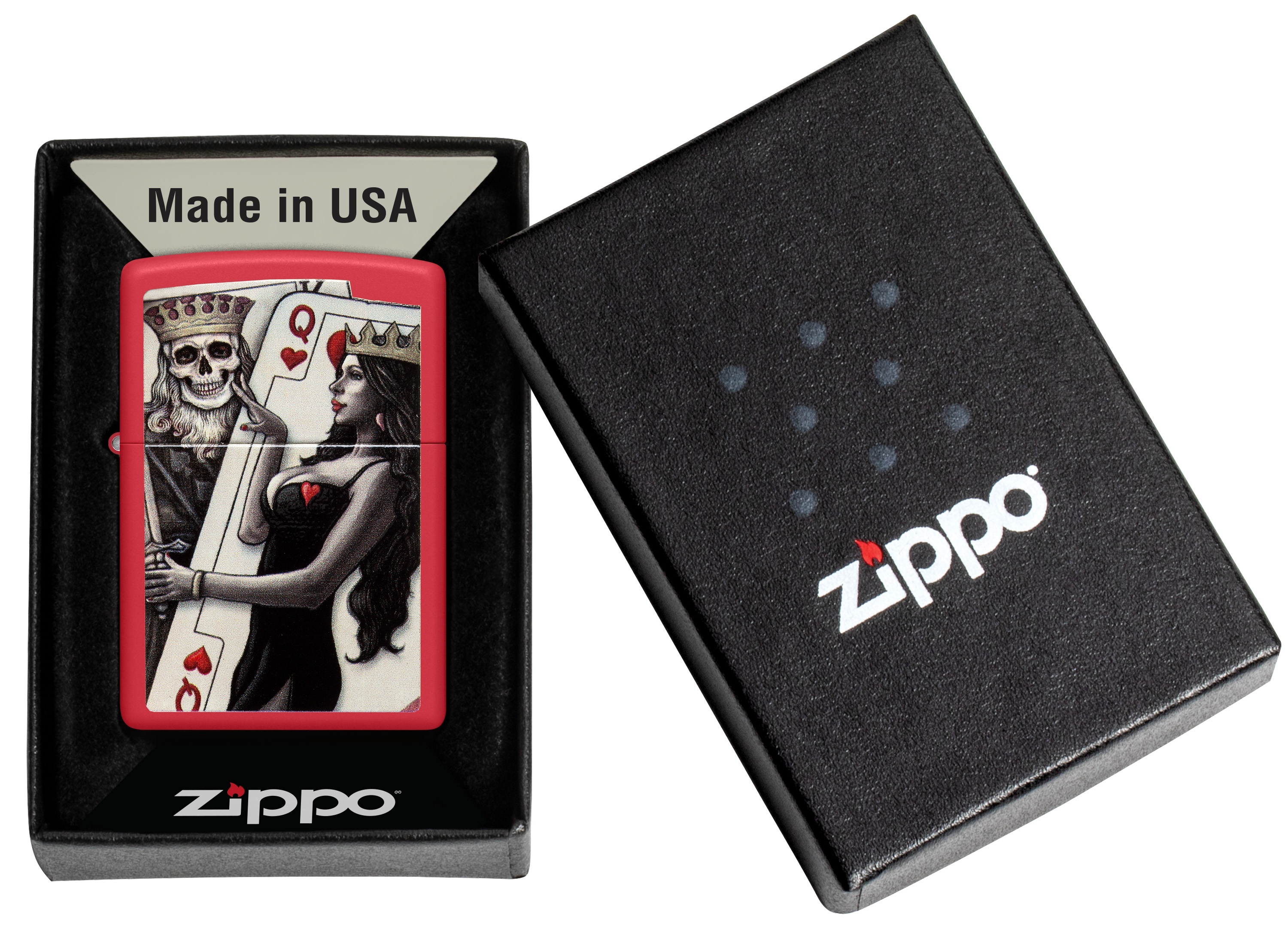 Front shot of Zippo Bejeweled Beetle Design High Polish Brass Windproof Lighter standing at a 3/4 angle.