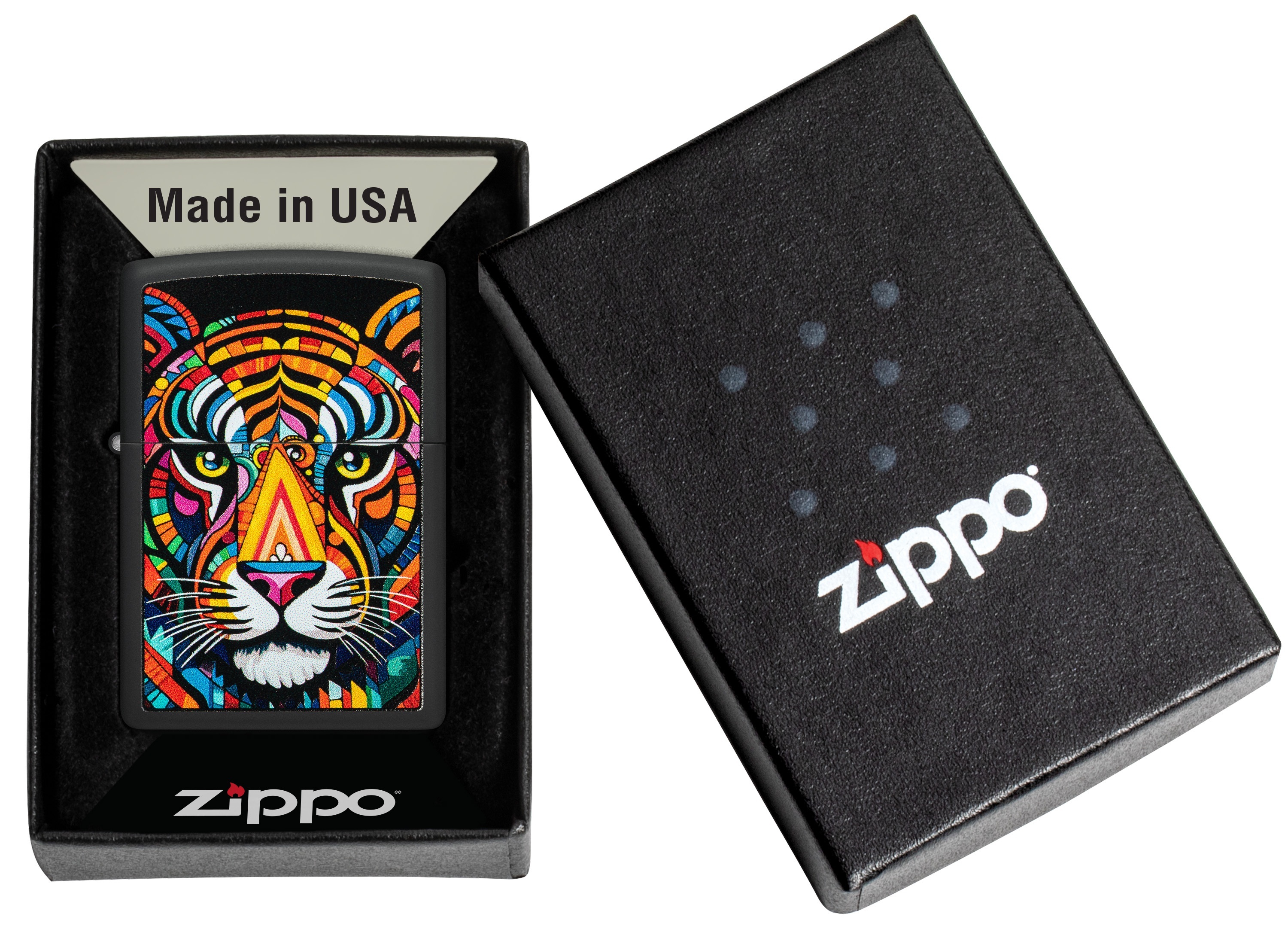 Front shot of Zippo Bejeweled Beetle Design High Polish Brass Windproof Lighter standing at a 3/4 angle.