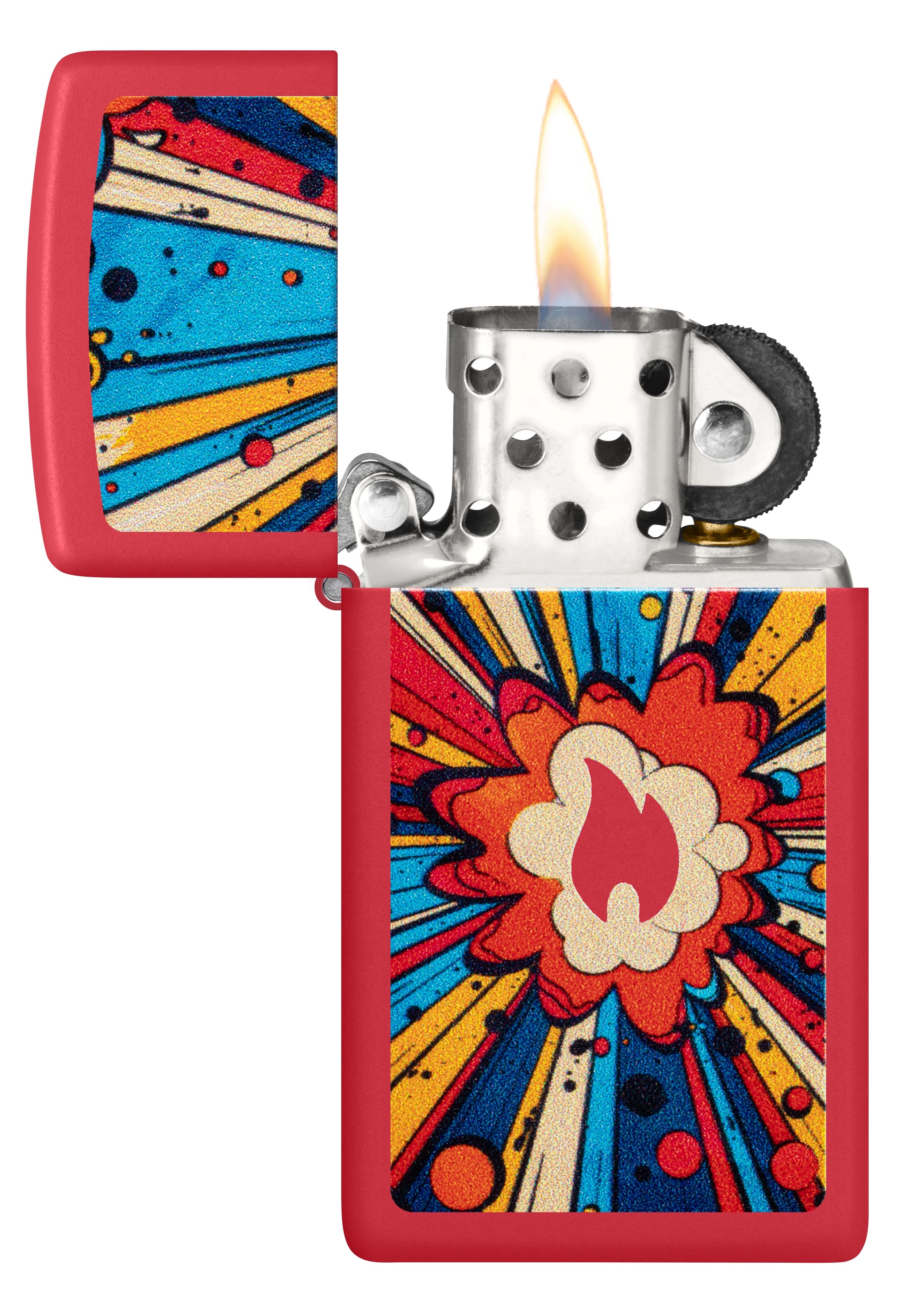 Front shot of Zippo Bejeweled Beetle Design High Polish Brass Windproof Lighter standing at a 3/4 angle.