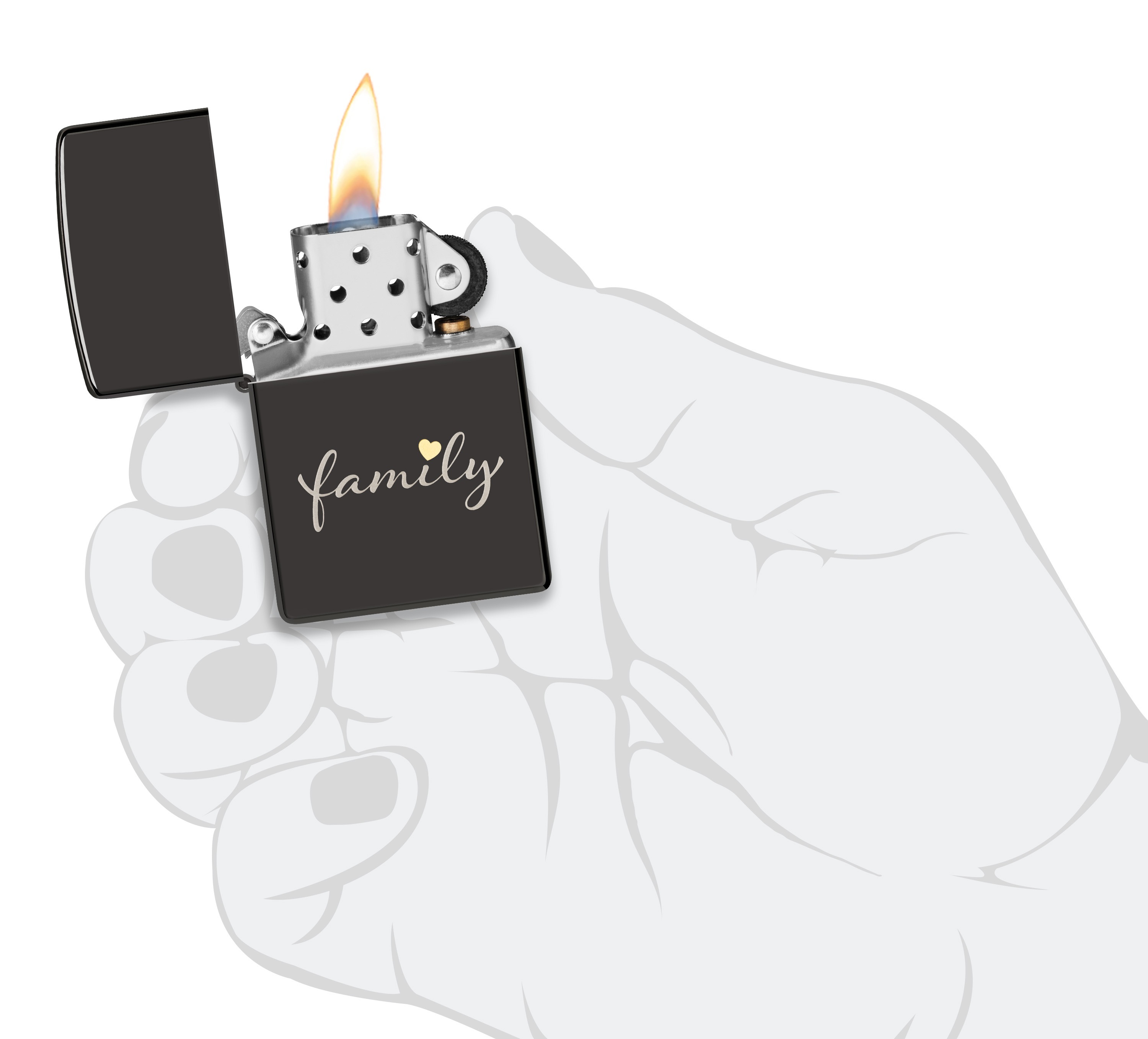 Front shot of Zippo Bejeweled Beetle Design High Polish Brass Windproof Lighter standing at a 3/4 angle.