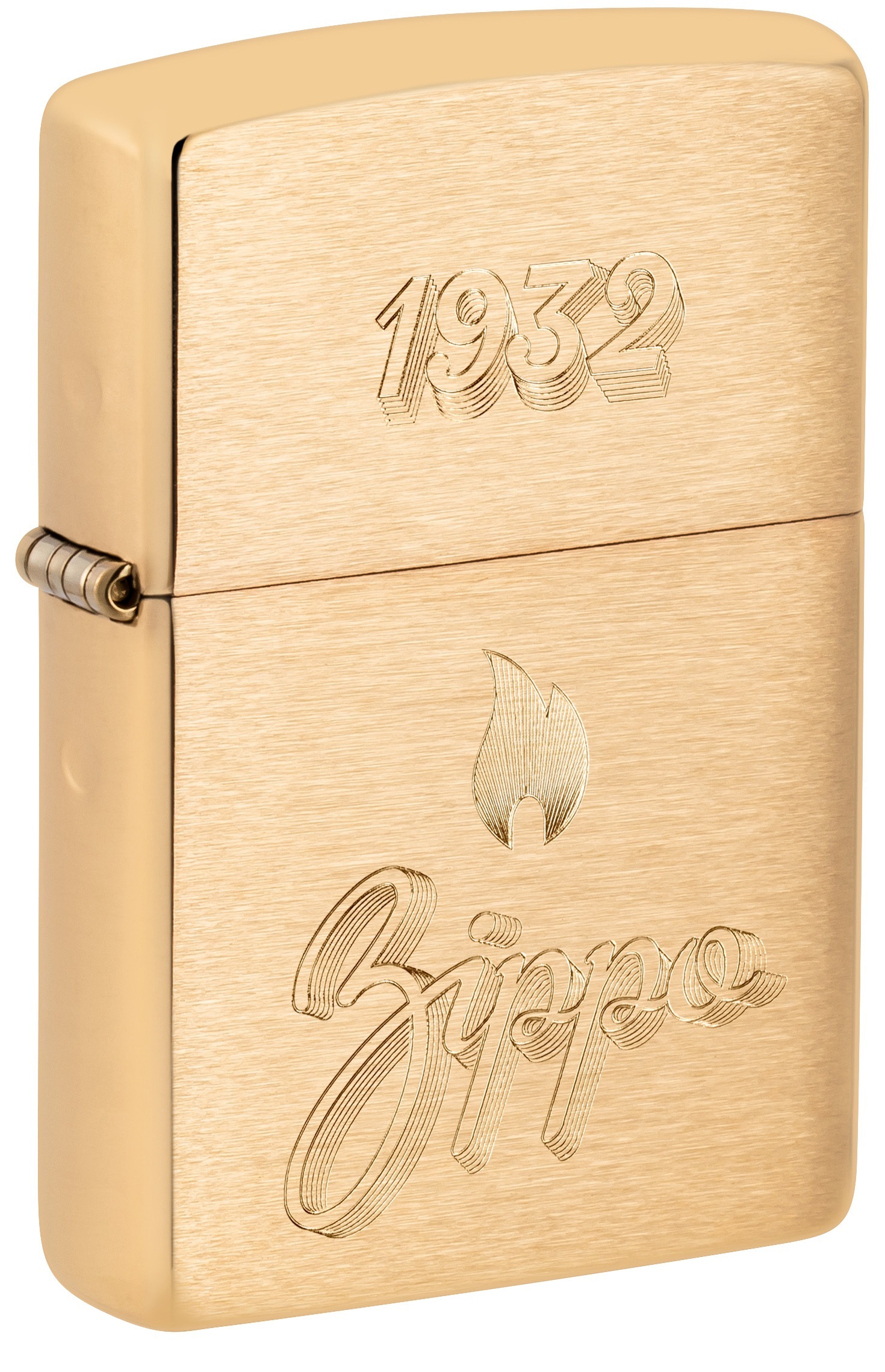 Front shot of Zippo Bejeweled Beetle Design High Polish Brass Windproof Lighter standing at a 3/4 angle.