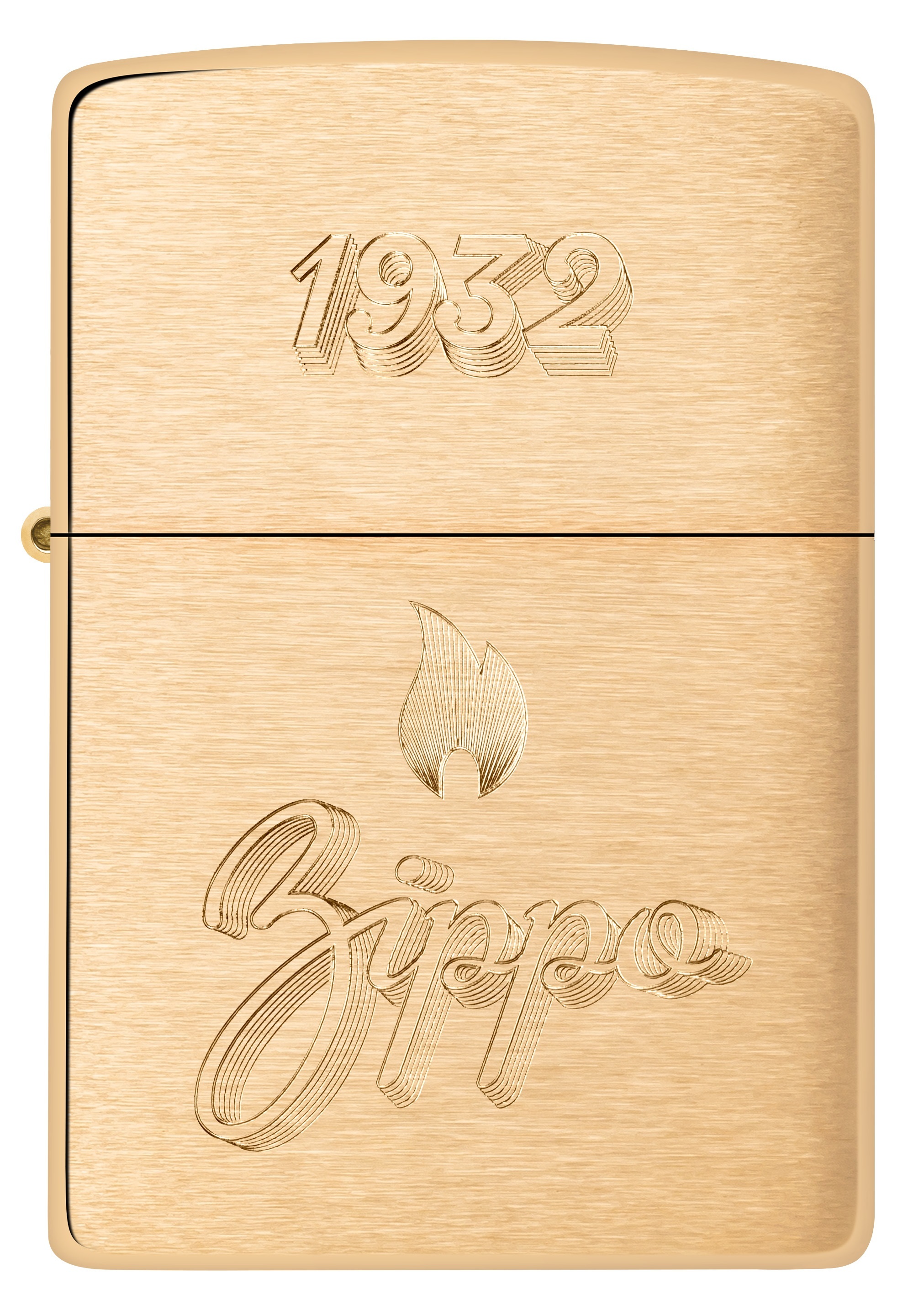 Front shot of Zippo Bejeweled Beetle Design High Polish Brass Windproof Lighter standing at a 3/4 angle.