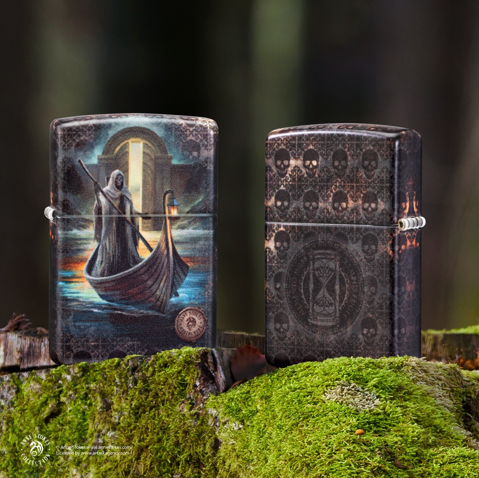 Front shot of Zippo Bejeweled Beetle Design High Polish Brass Windproof Lighter standing at a 3/4 angle.