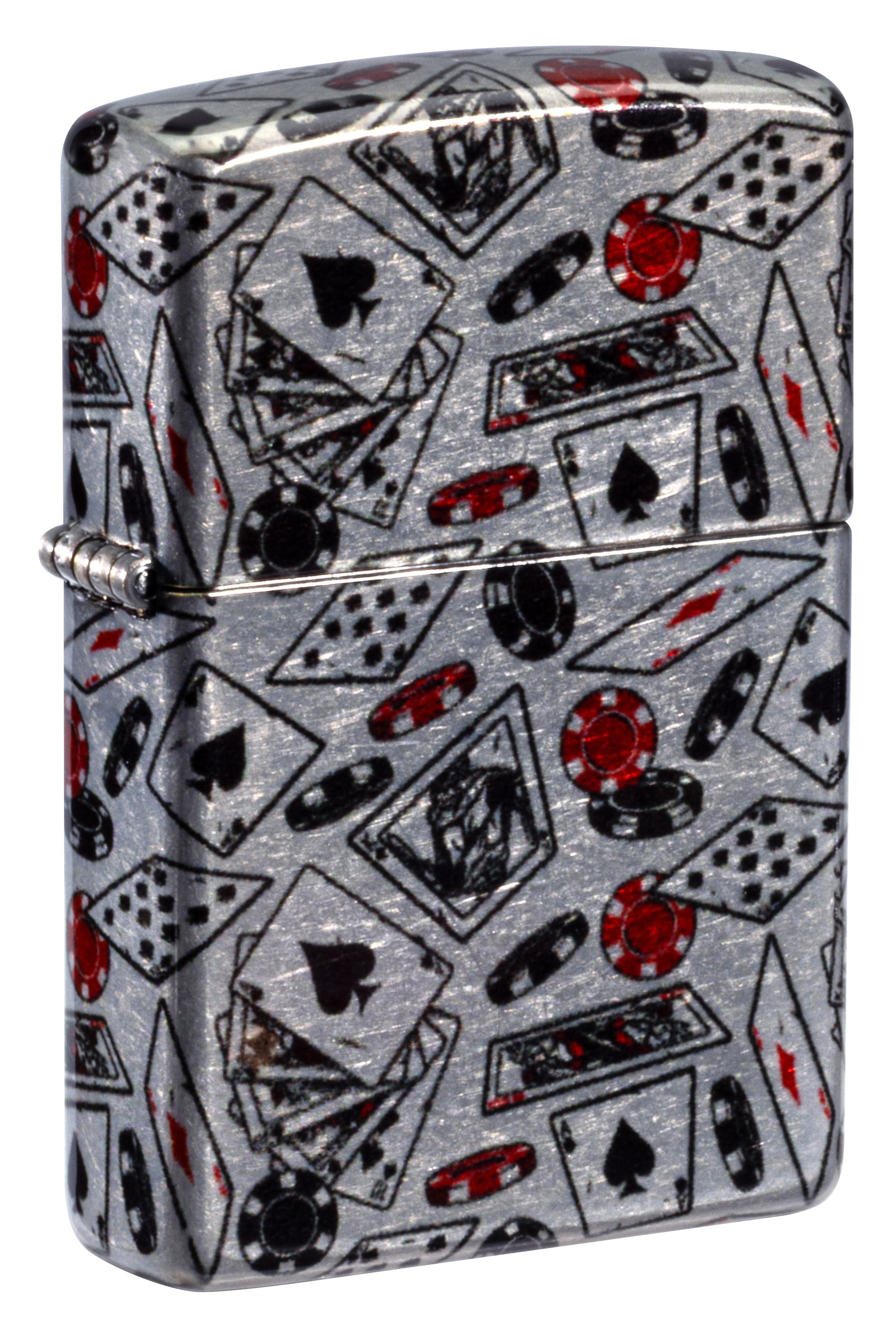 Front shot of Zippo Bejeweled Beetle Design High Polish Brass Windproof Lighter standing at a 3/4 angle.