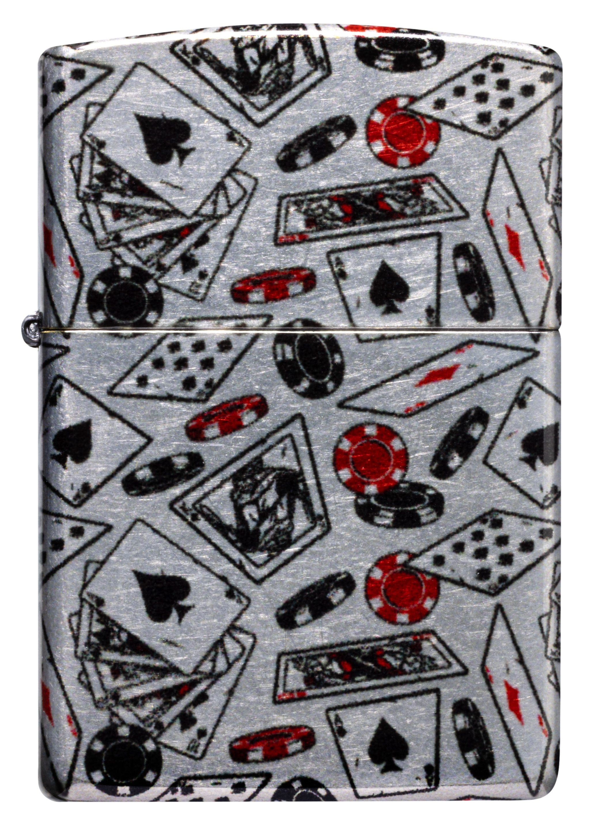 Front shot of Zippo Bejeweled Beetle Design High Polish Brass Windproof Lighter standing at a 3/4 angle.