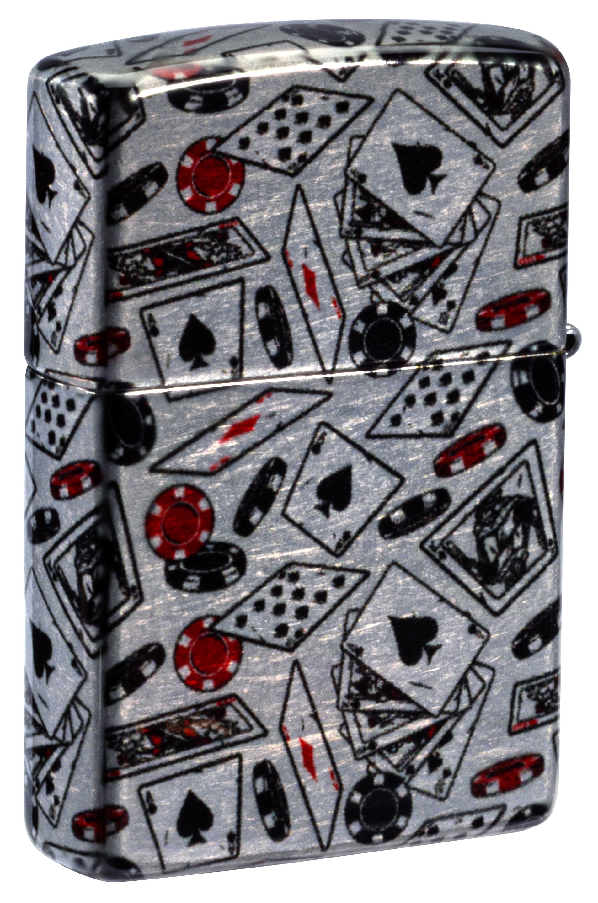 Front shot of Zippo Bejeweled Beetle Design High Polish Brass Windproof Lighter standing at a 3/4 angle.