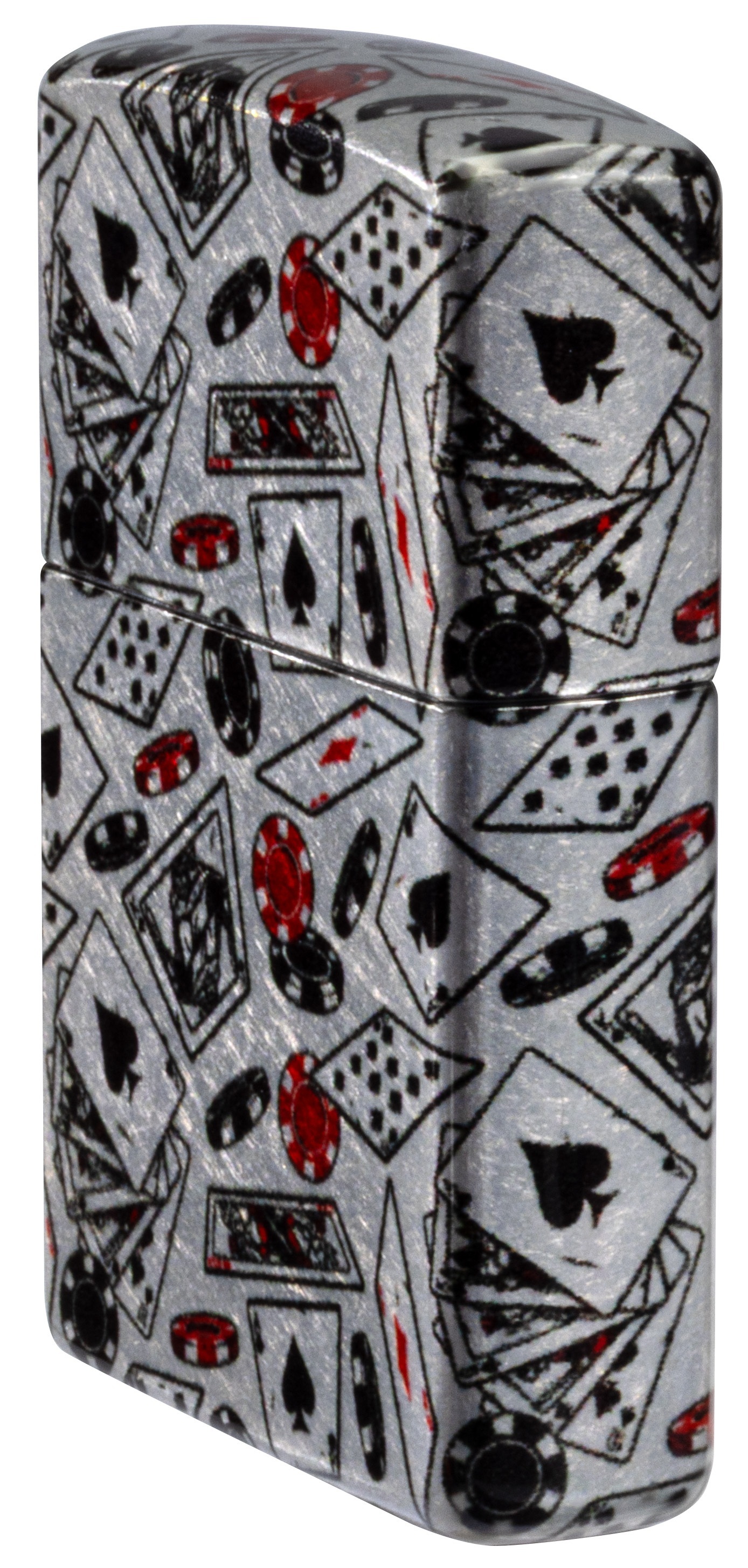 Front shot of Zippo Bejeweled Beetle Design High Polish Brass Windproof Lighter standing at a 3/4 angle.