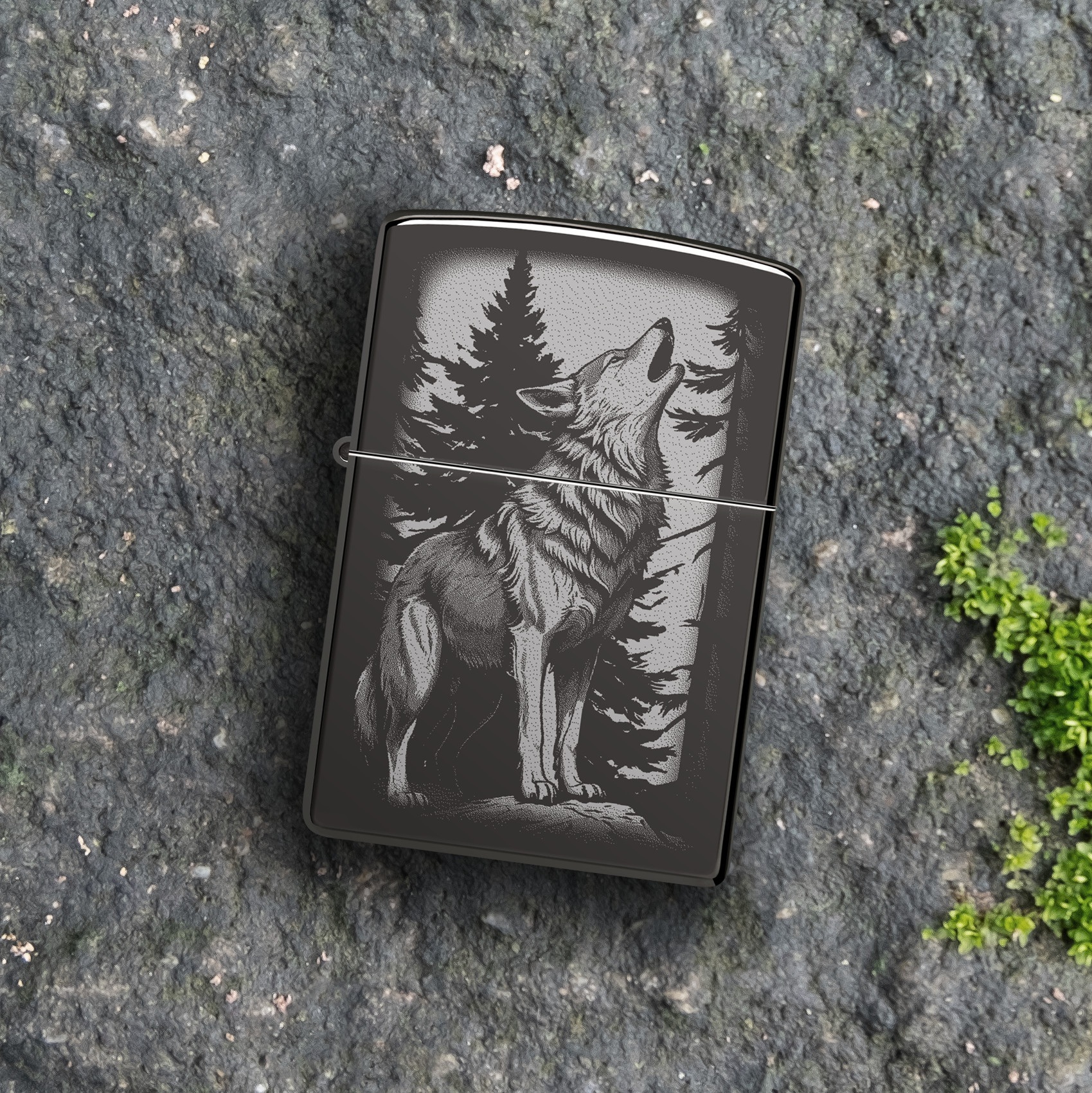 Front shot of Zippo Bejeweled Beetle Design High Polish Brass Windproof Lighter standing at a 3/4 angle.