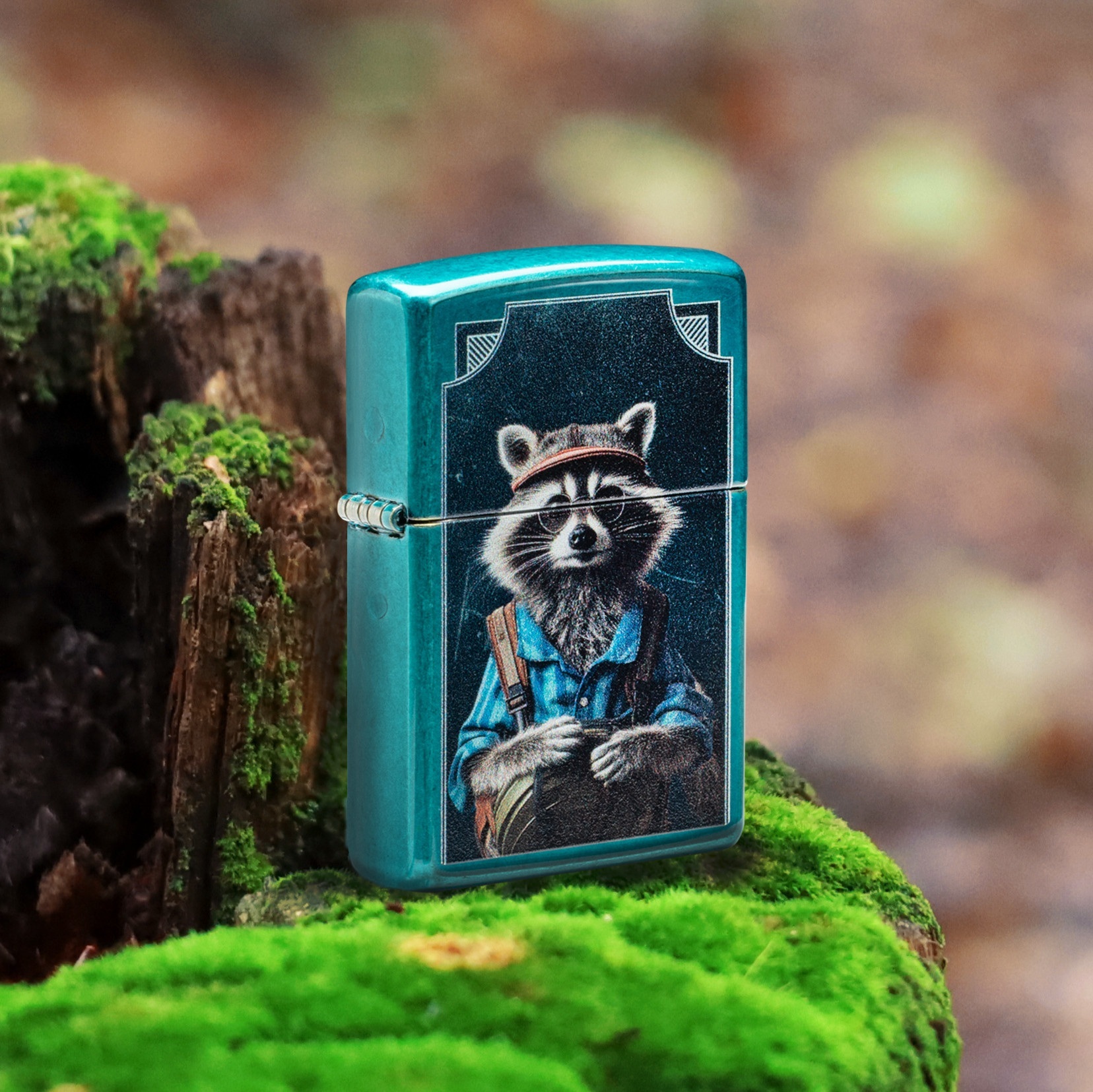 Front shot of Zippo Bejeweled Beetle Design High Polish Brass Windproof Lighter standing at a 3/4 angle.