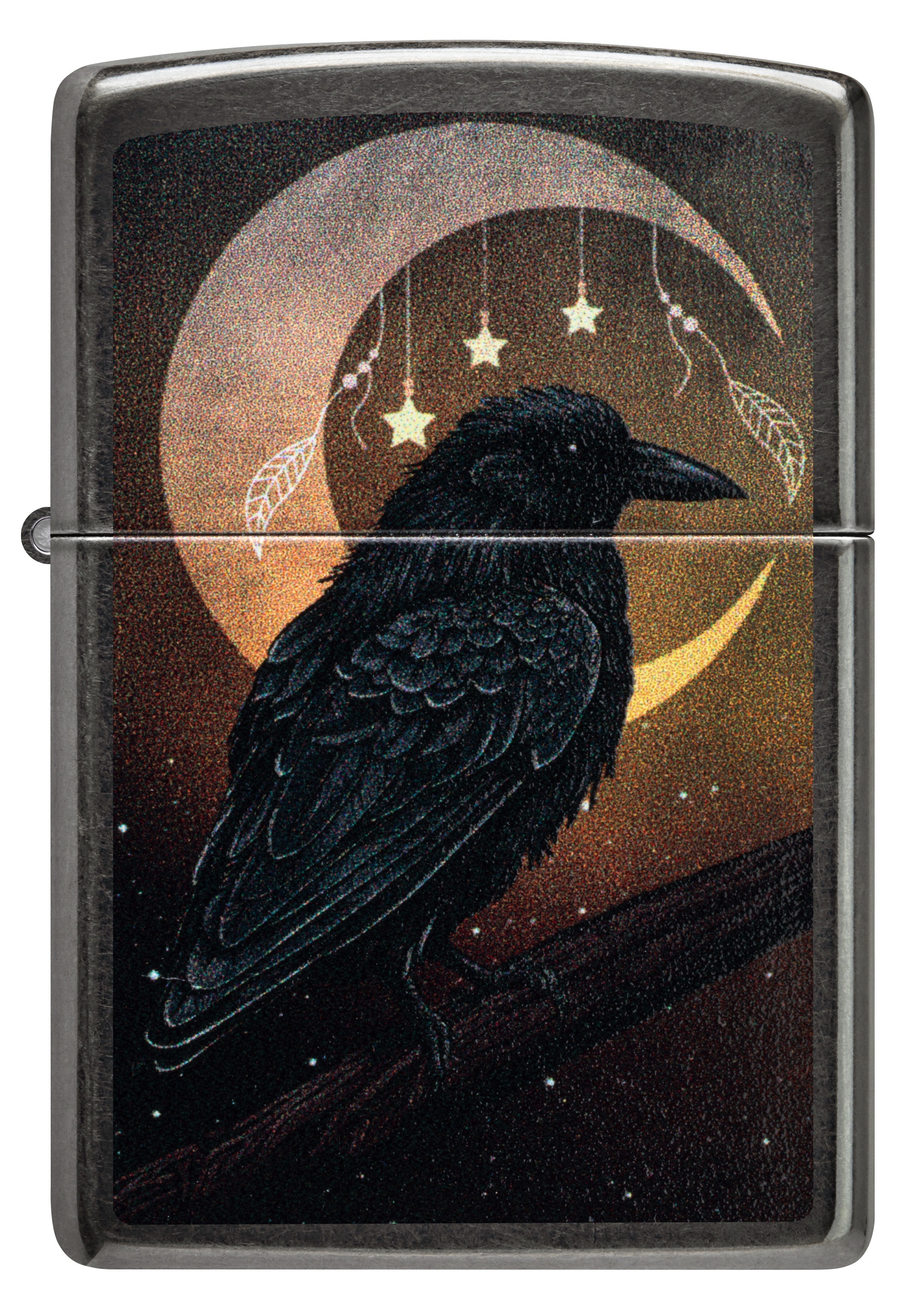 Front shot of Zippo Bejeweled Beetle Design High Polish Brass Windproof Lighter standing at a 3/4 angle.
