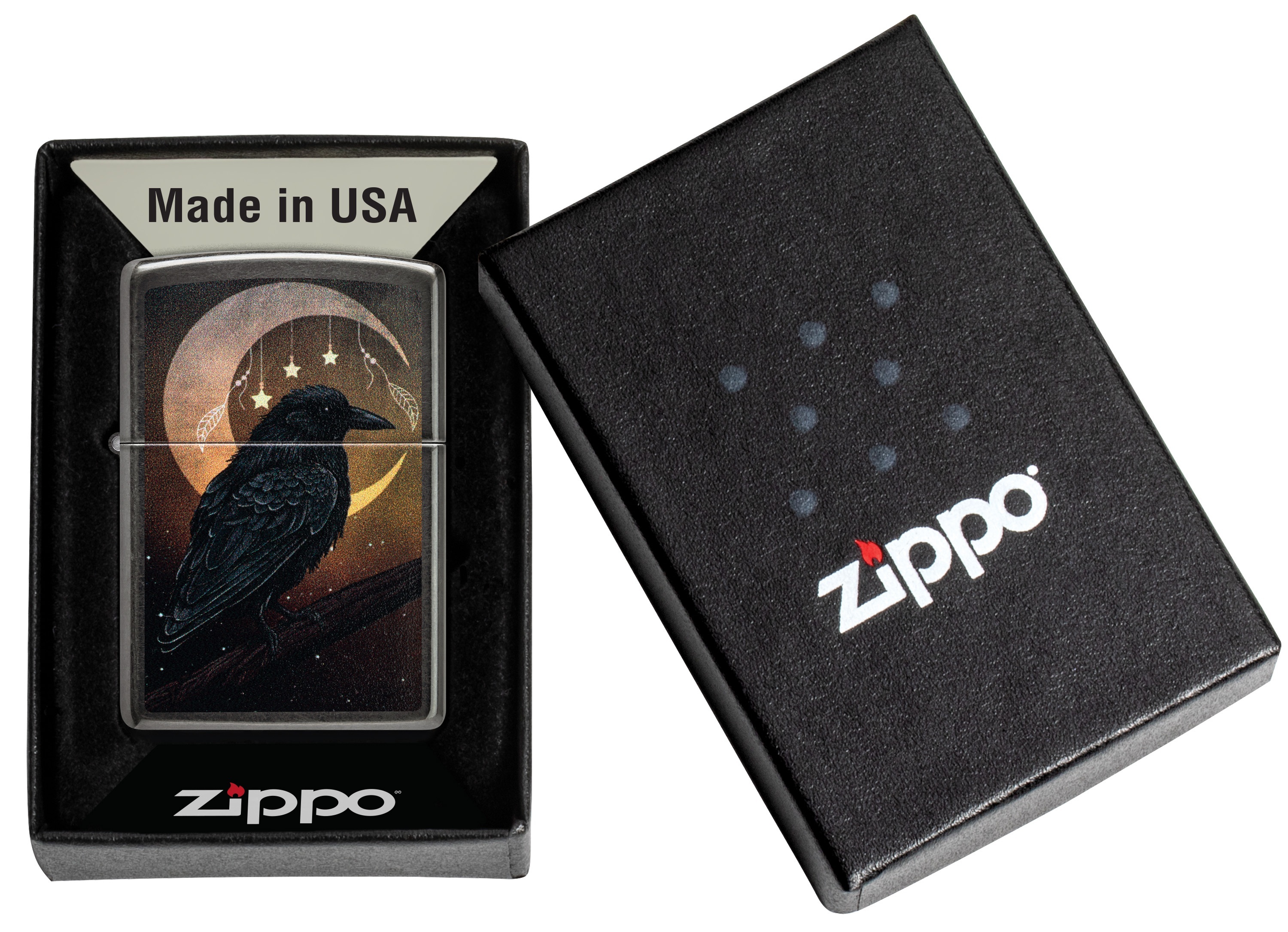 Front shot of Zippo Bejeweled Beetle Design High Polish Brass Windproof Lighter standing at a 3/4 angle.