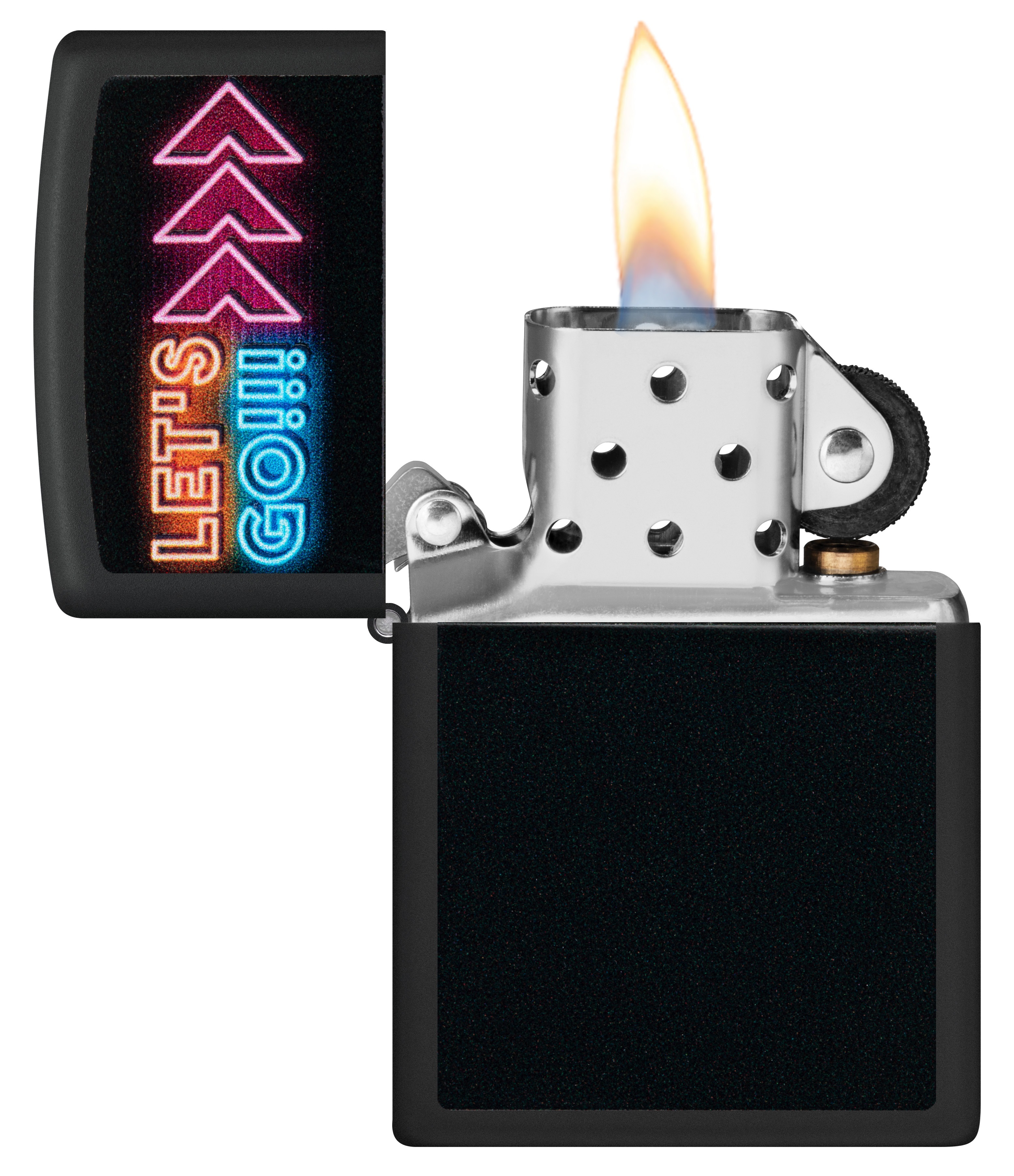 Front shot of Zippo Bejeweled Beetle Design High Polish Brass Windproof Lighter standing at a 3/4 angle.