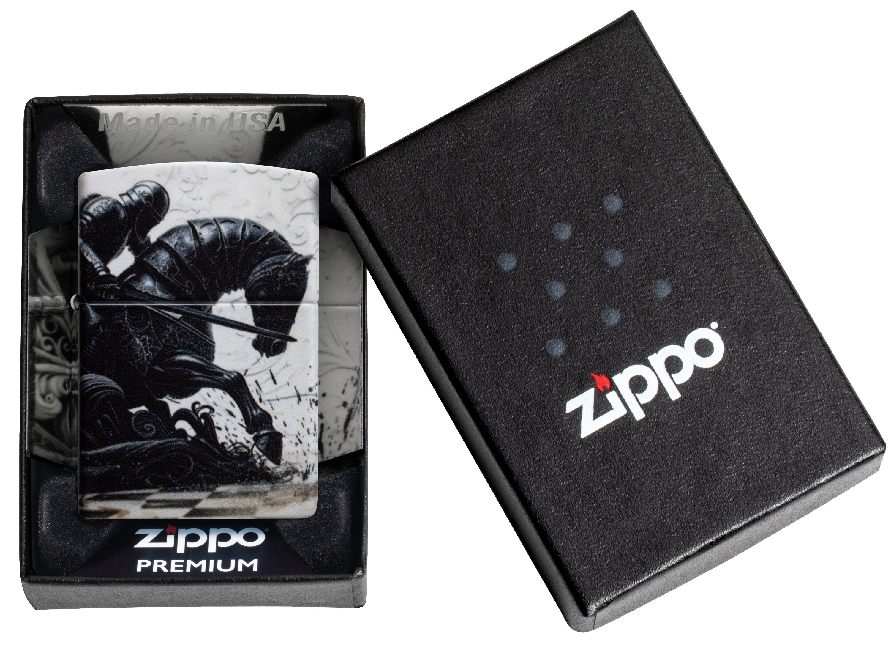 Front shot of Zippo Bejeweled Beetle Design High Polish Brass Windproof Lighter standing at a 3/4 angle.