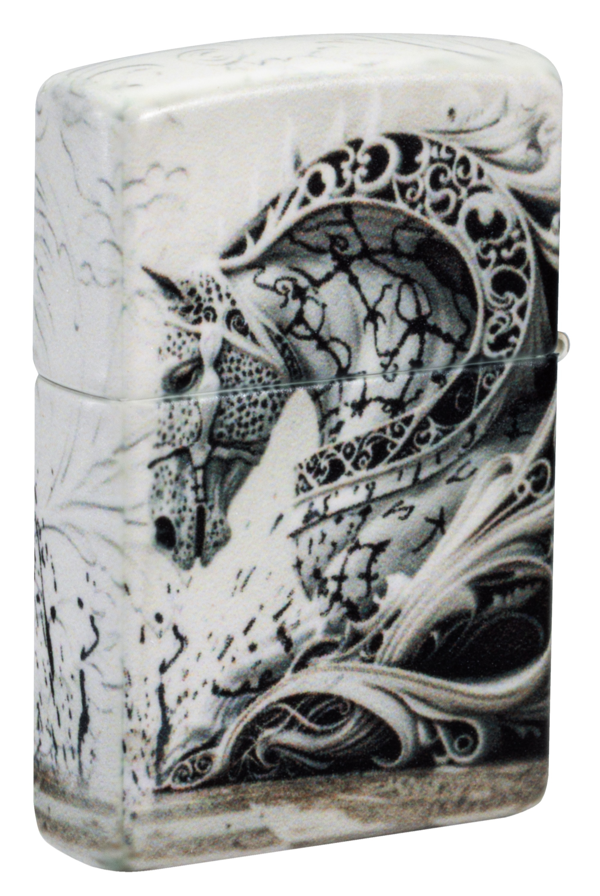 Front shot of Zippo Bejeweled Beetle Design High Polish Brass Windproof Lighter standing at a 3/4 angle.