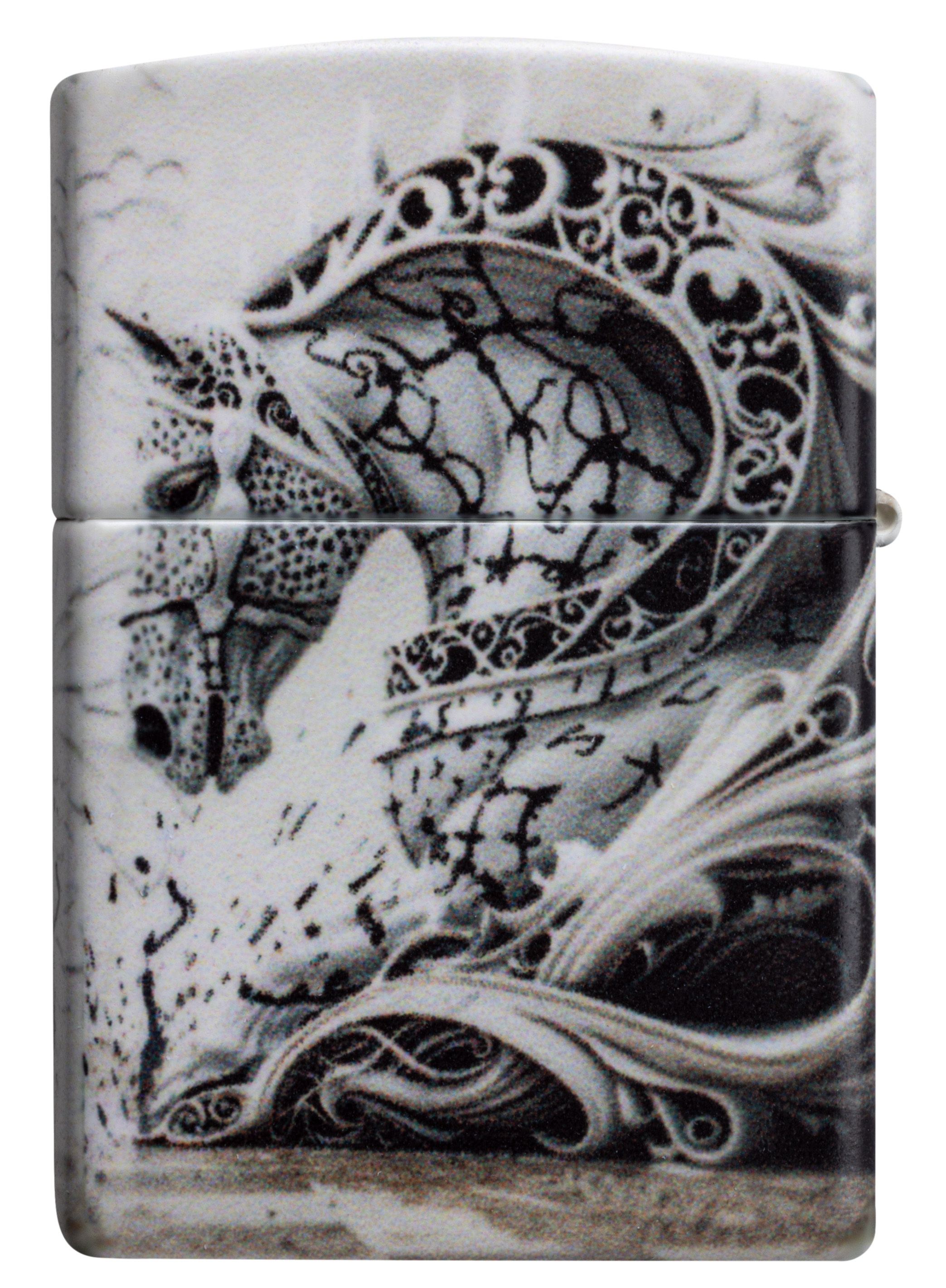 Front shot of Zippo Bejeweled Beetle Design High Polish Brass Windproof Lighter standing at a 3/4 angle.