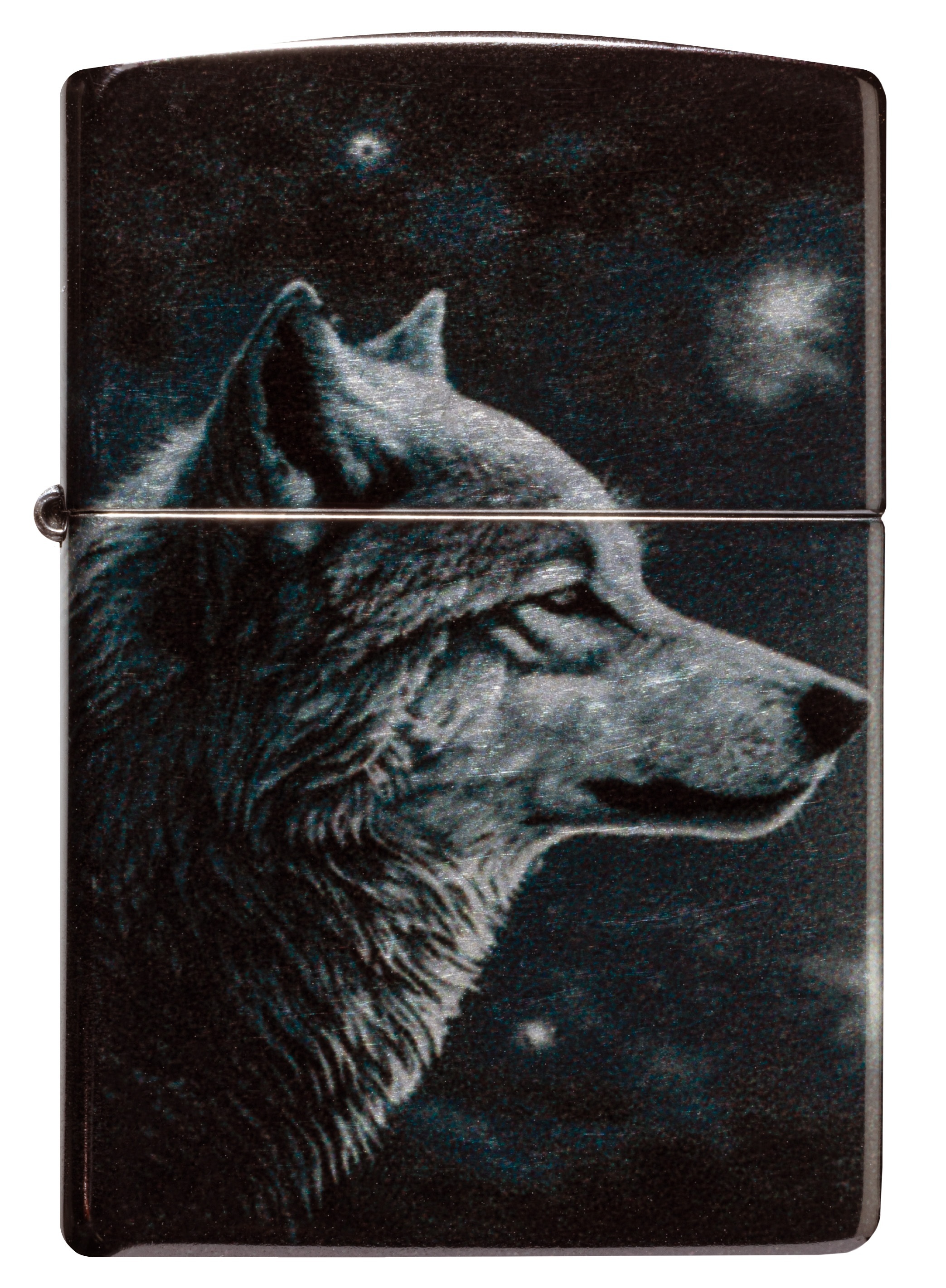 Front shot of Zippo Bejeweled Beetle Design High Polish Brass Windproof Lighter standing at a 3/4 angle.