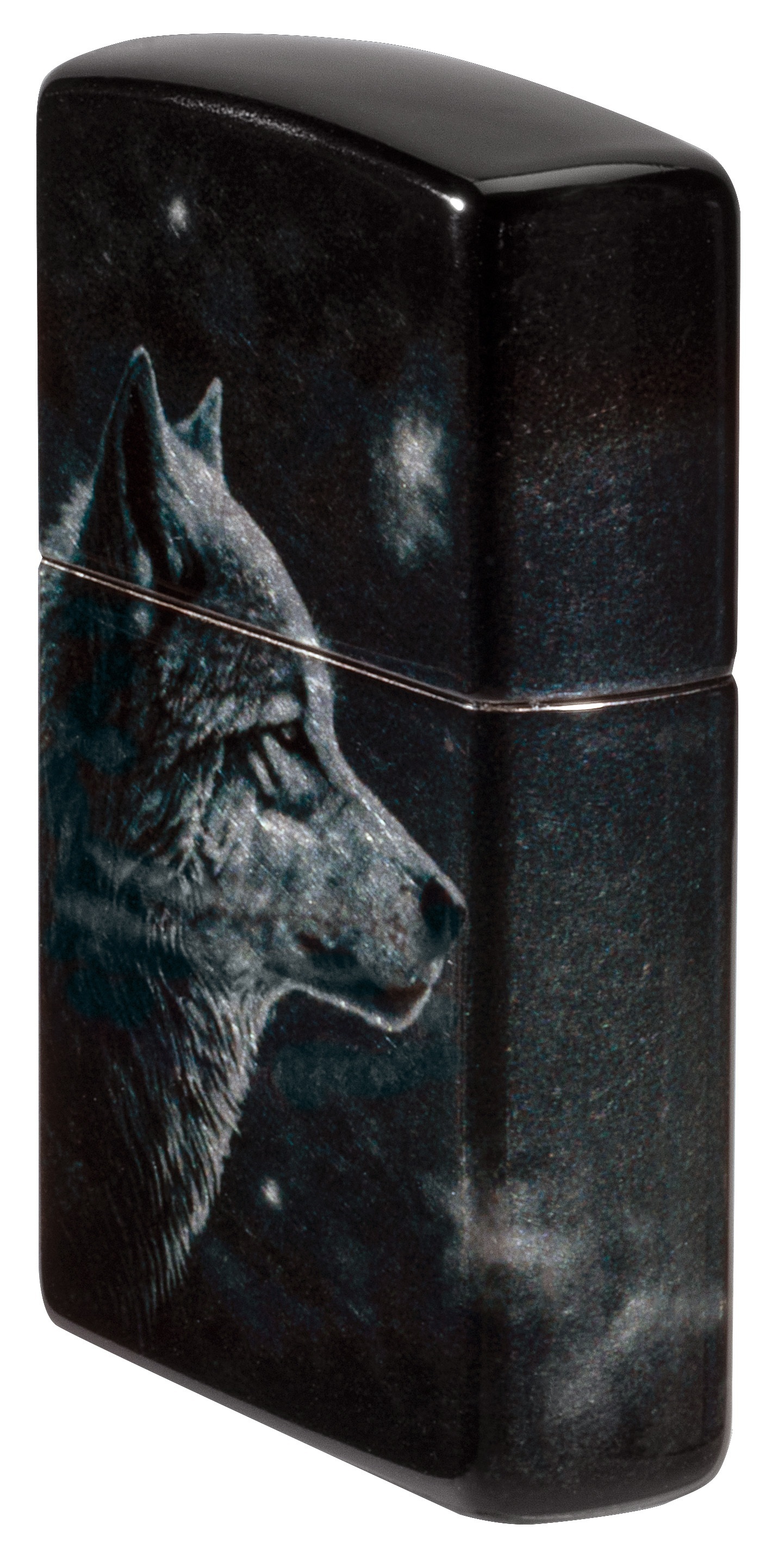 Front shot of Zippo Bejeweled Beetle Design High Polish Brass Windproof Lighter standing at a 3/4 angle.