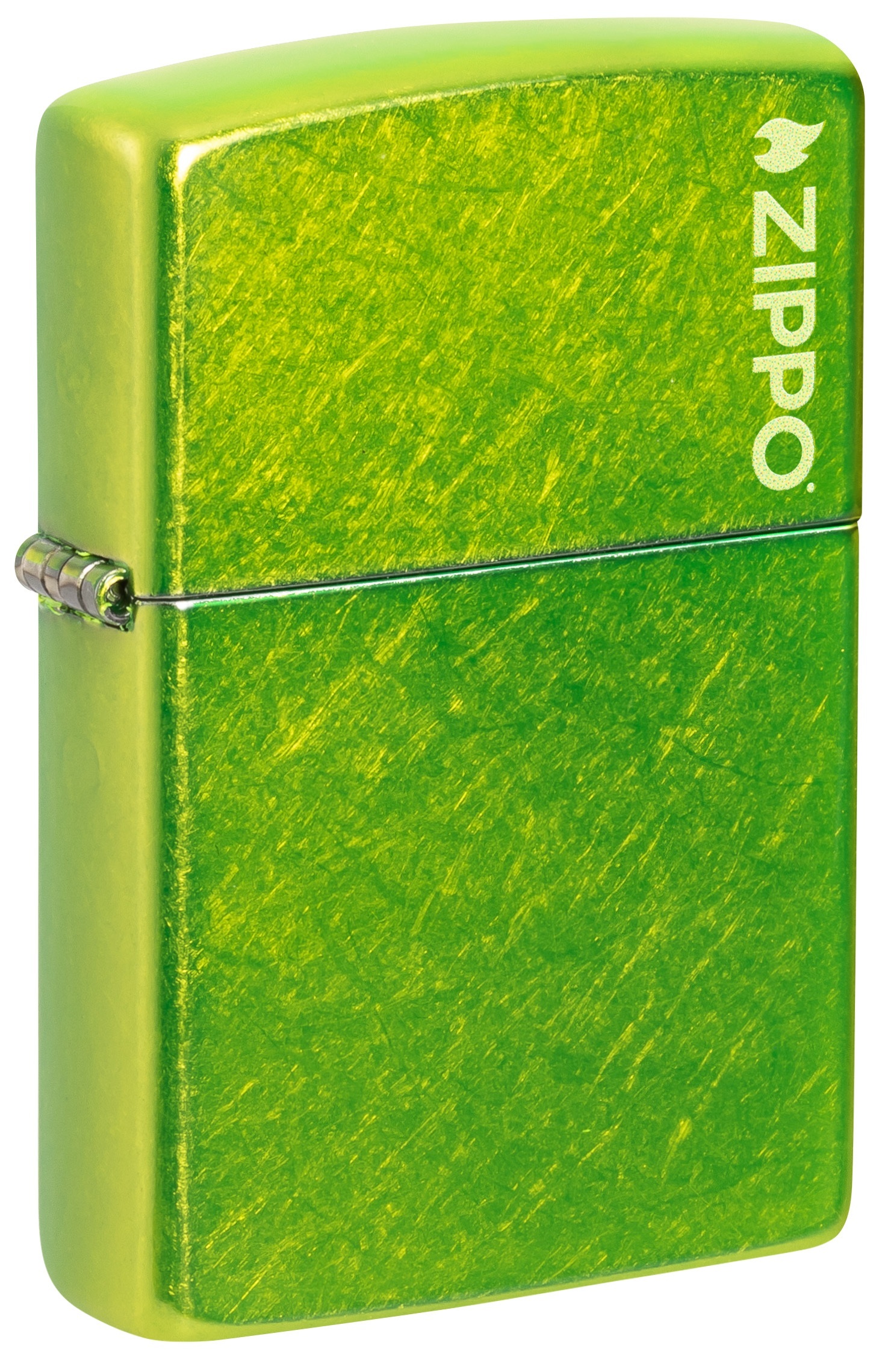 Front shot of Zippo Bejeweled Beetle Design High Polish Brass Windproof Lighter standing at a 3/4 angle.