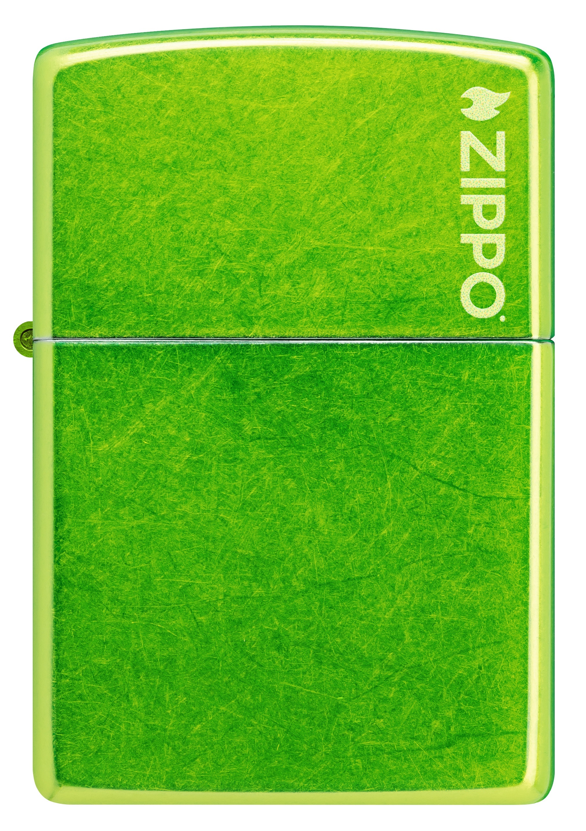 Front shot of Zippo Bejeweled Beetle Design High Polish Brass Windproof Lighter standing at a 3/4 angle.