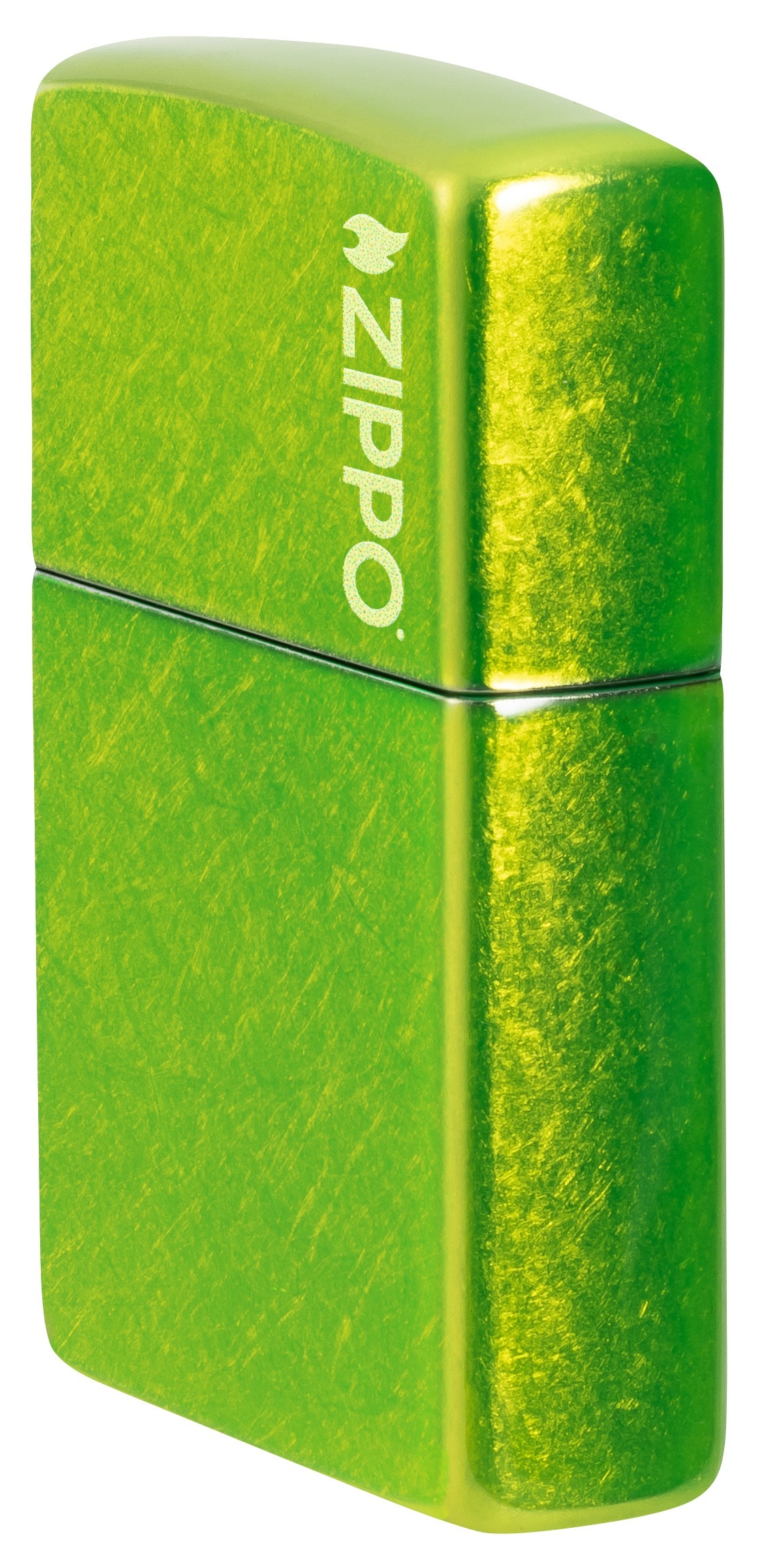 Front shot of Zippo Bejeweled Beetle Design High Polish Brass Windproof Lighter standing at a 3/4 angle.