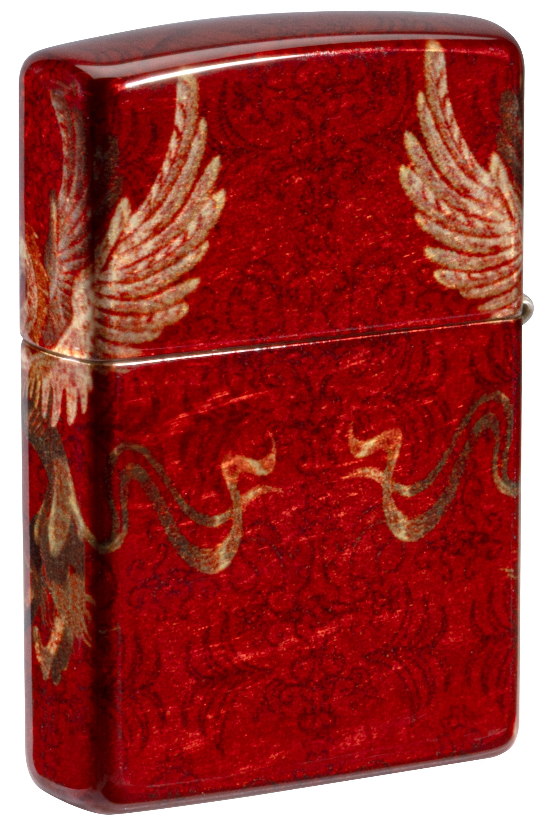 Front shot of Zippo Bejeweled Beetle Design High Polish Brass Windproof Lighter standing at a 3/4 angle.