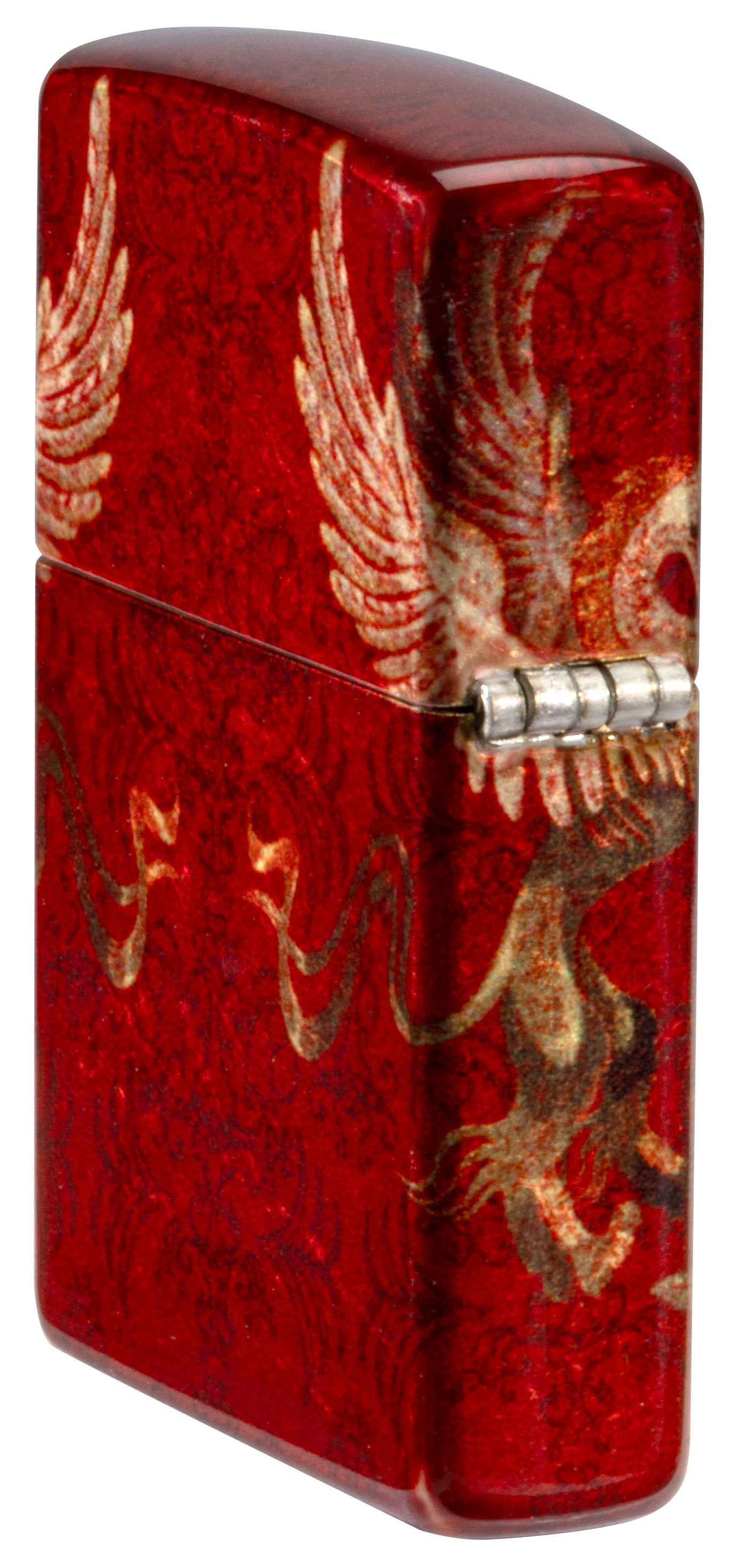 Front shot of Zippo Bejeweled Beetle Design High Polish Brass Windproof Lighter standing at a 3/4 angle.